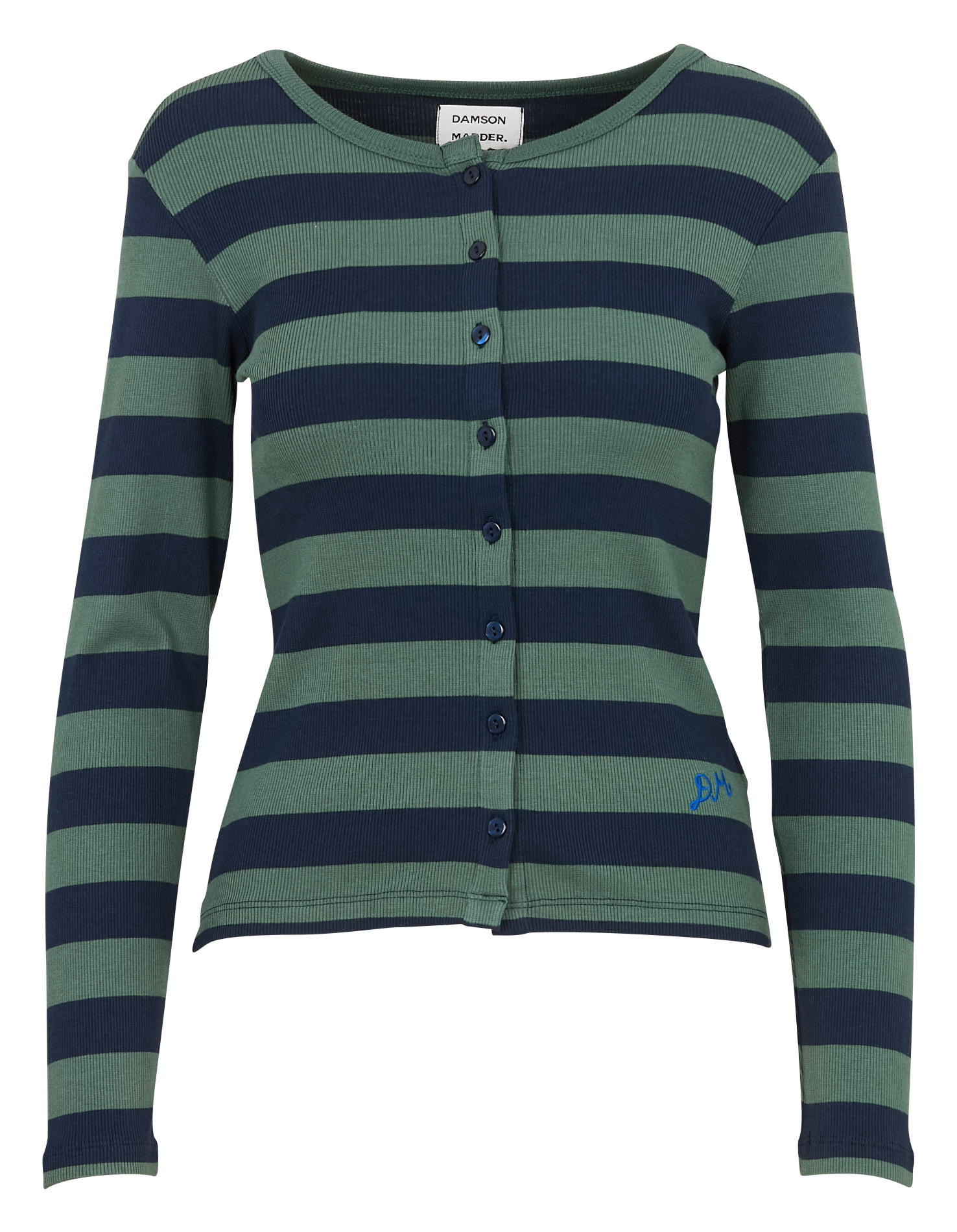 Top boutonné col rond à rayures DAMSON MADDER Vert