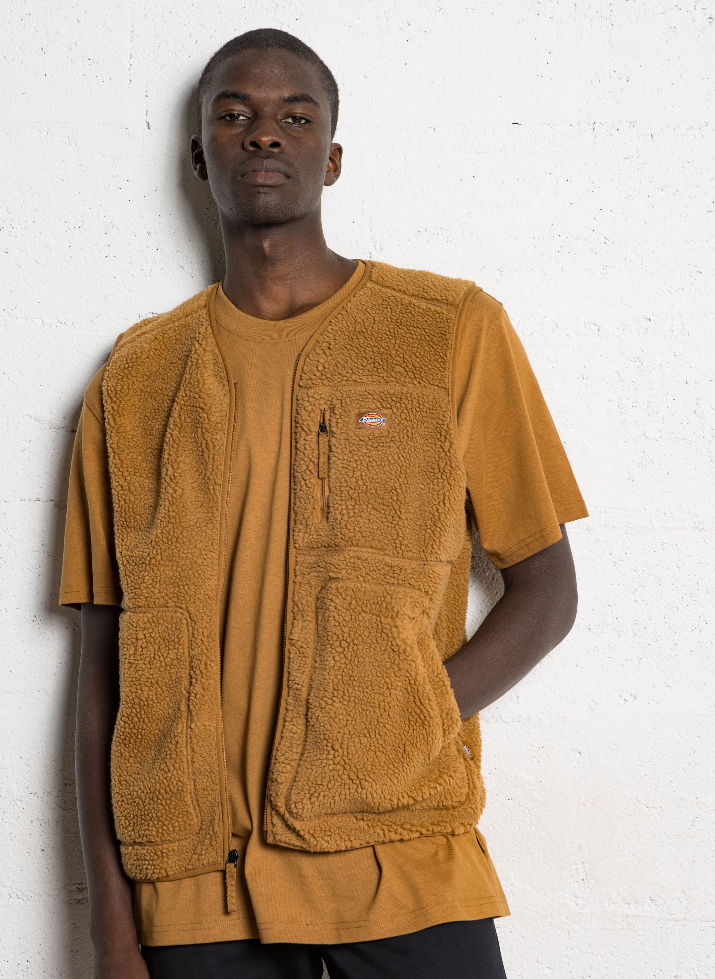 Jasje met V-hals van sherpa DICKIES Bruin