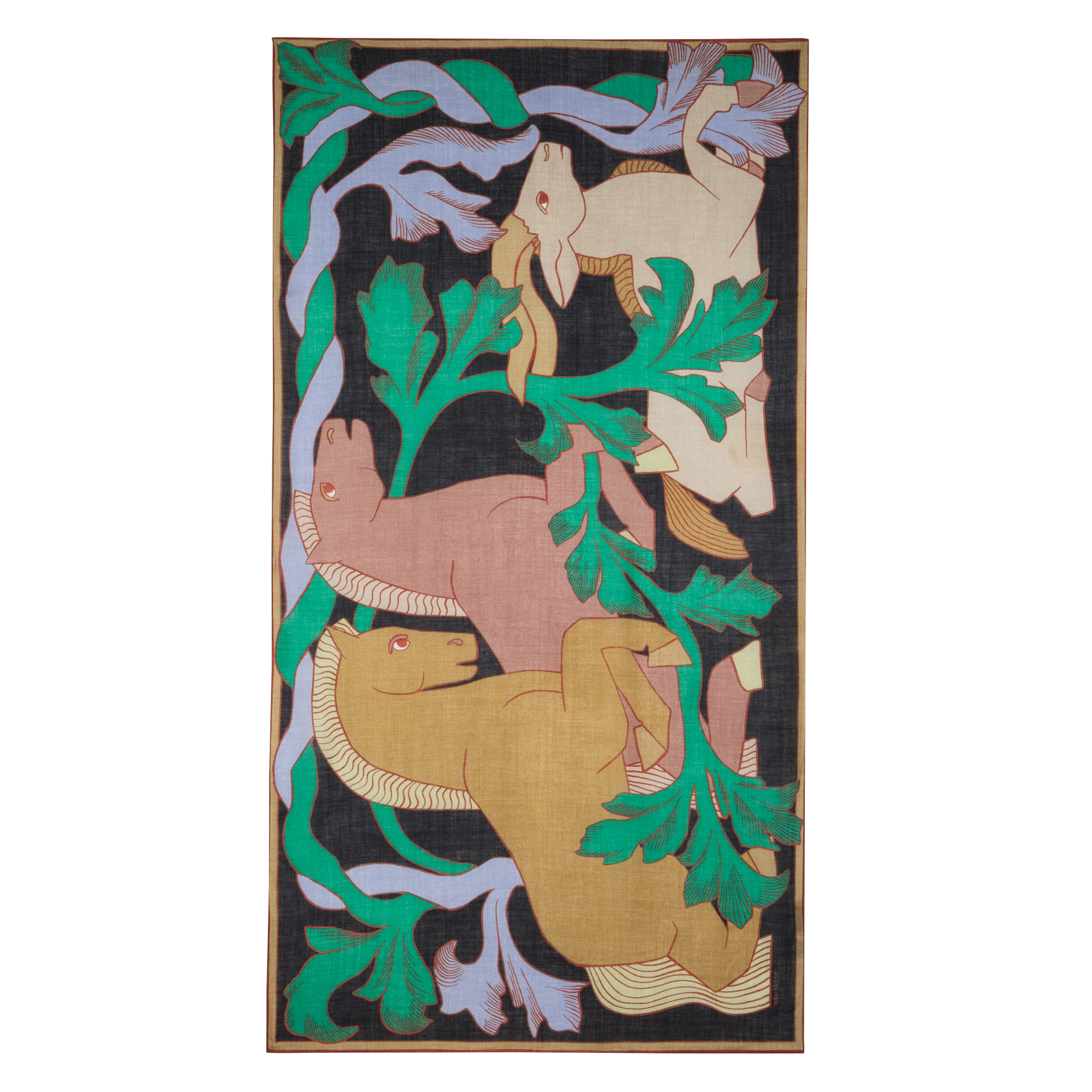 Feiner Wollschal mit Print INOUI EDITIONS Schwarz