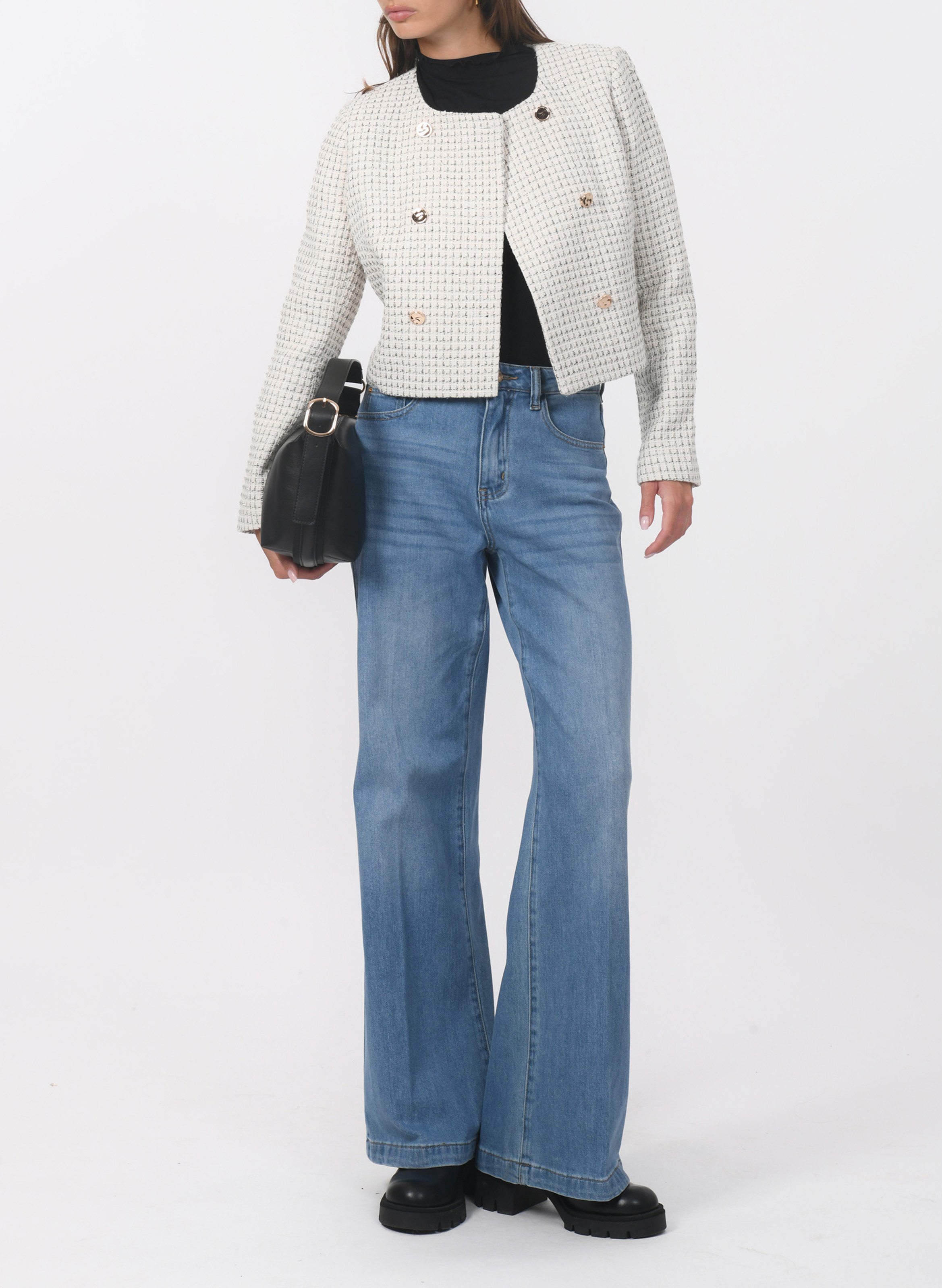 High-neck tweed jacket KOOKAI White