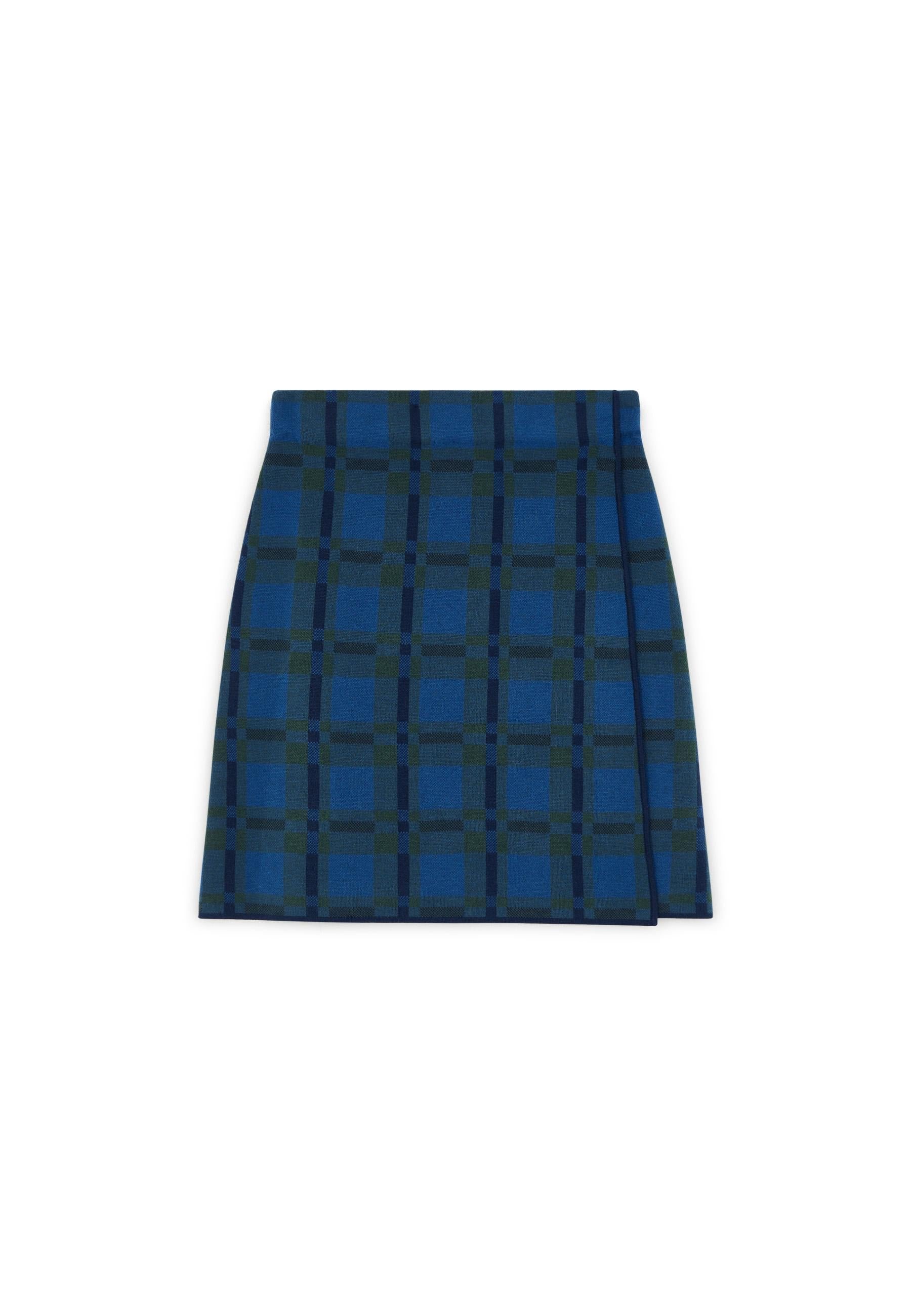 Straight plaid knit skirt RODIER Blue