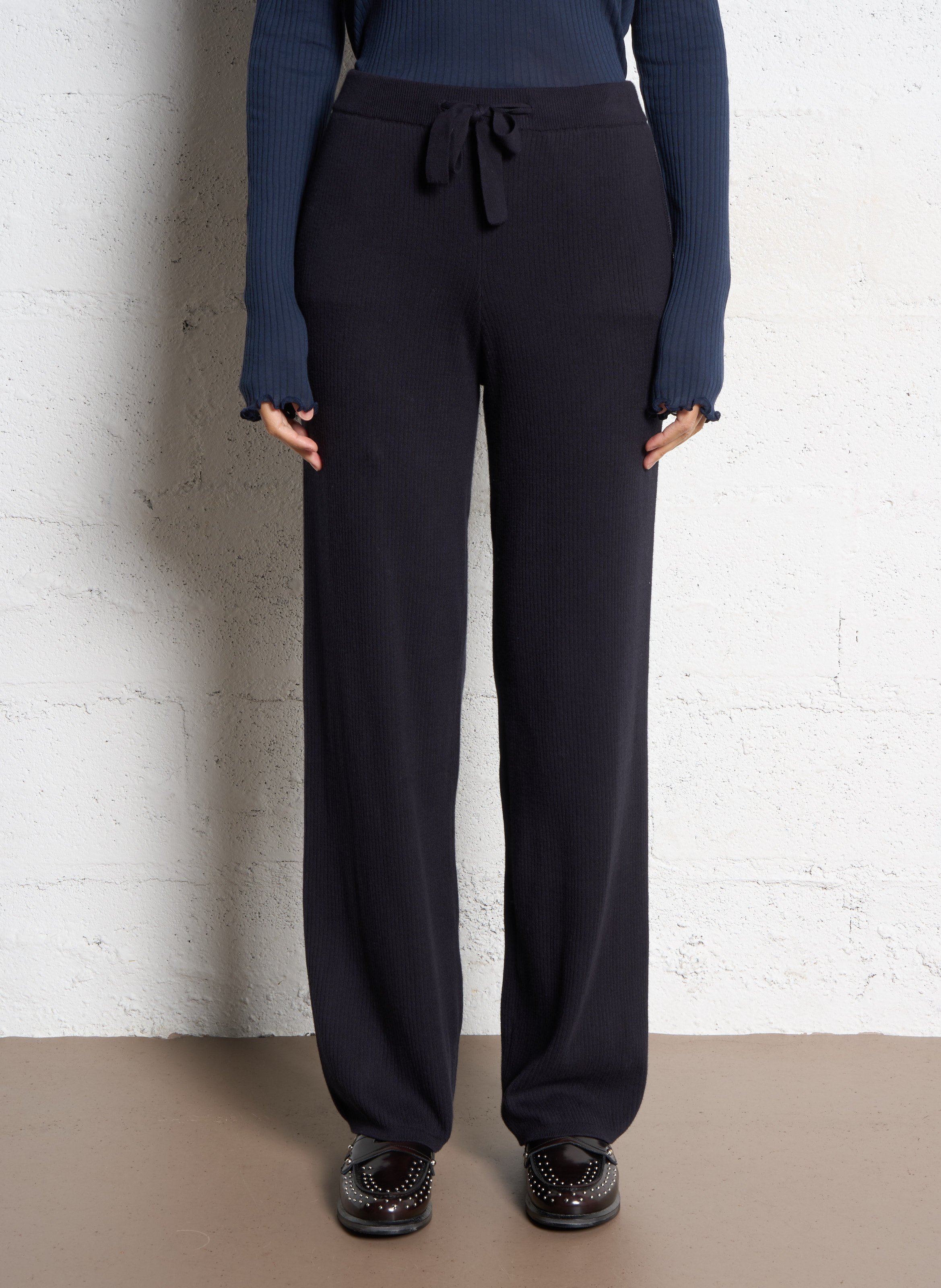 Pantalon droit en coton bio mélangé MAJESTIC FILATURES Bleu