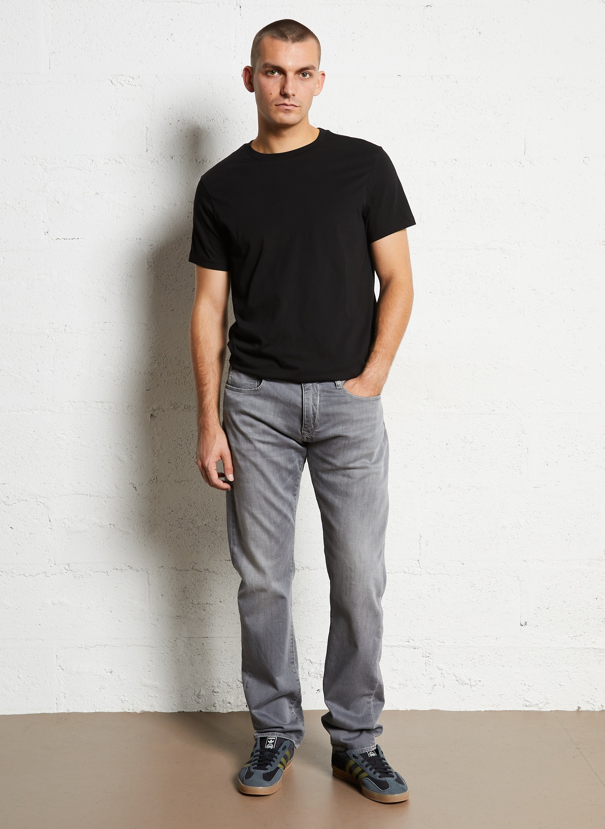 Cotton-blend straight jeans LE TEMPS DES CERISES Grey