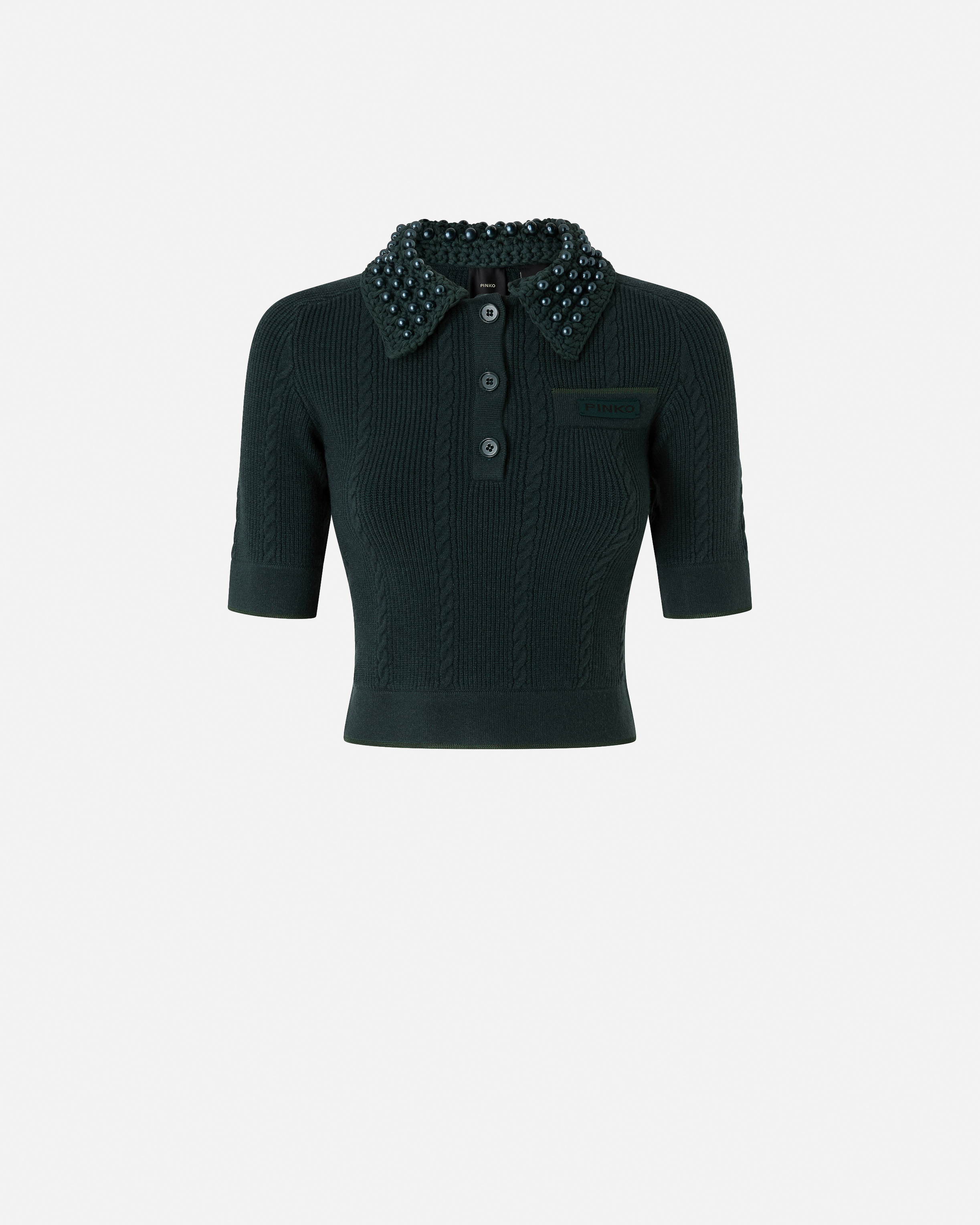 Polo sweater with pearls PINKO Green