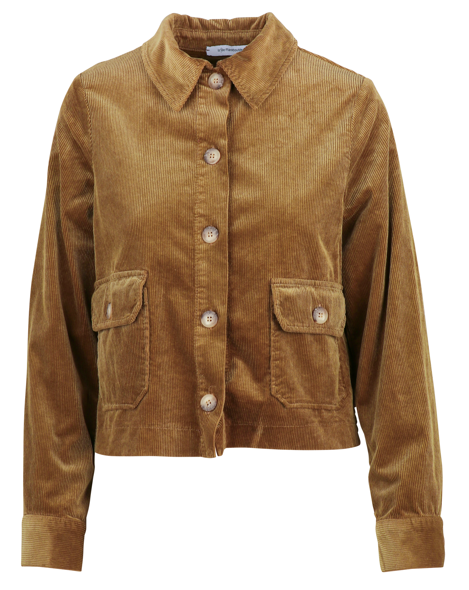 Straight cotton-blend jacket with classic collar LA FEE MARABOUTEE Brown