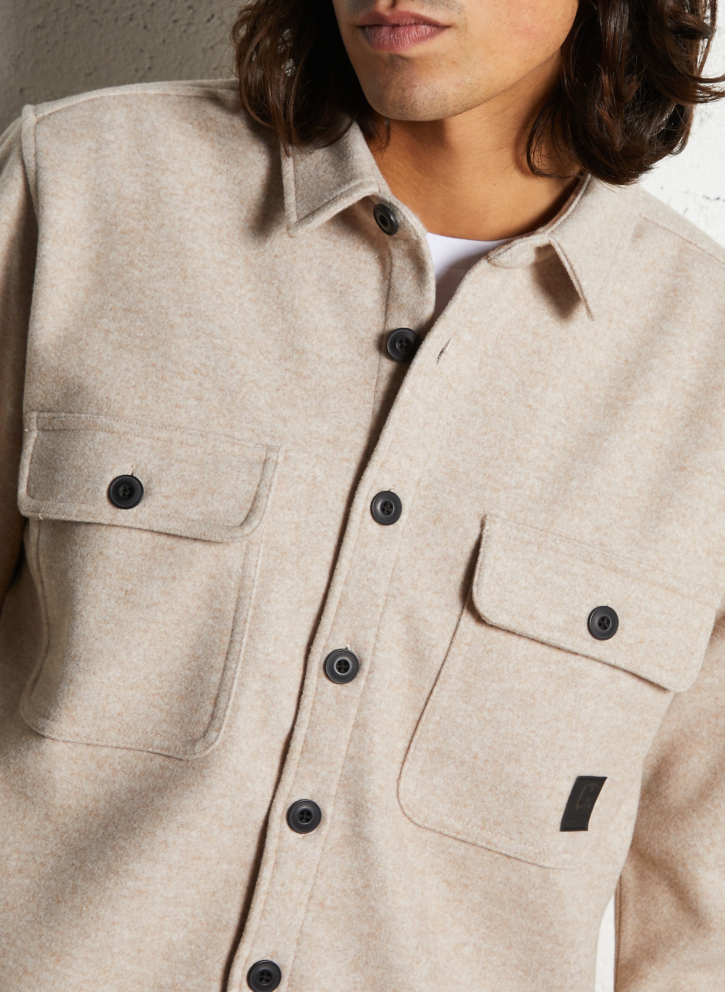 Cotton overshirt with classic collar LE TEMPS DES CERISES Green