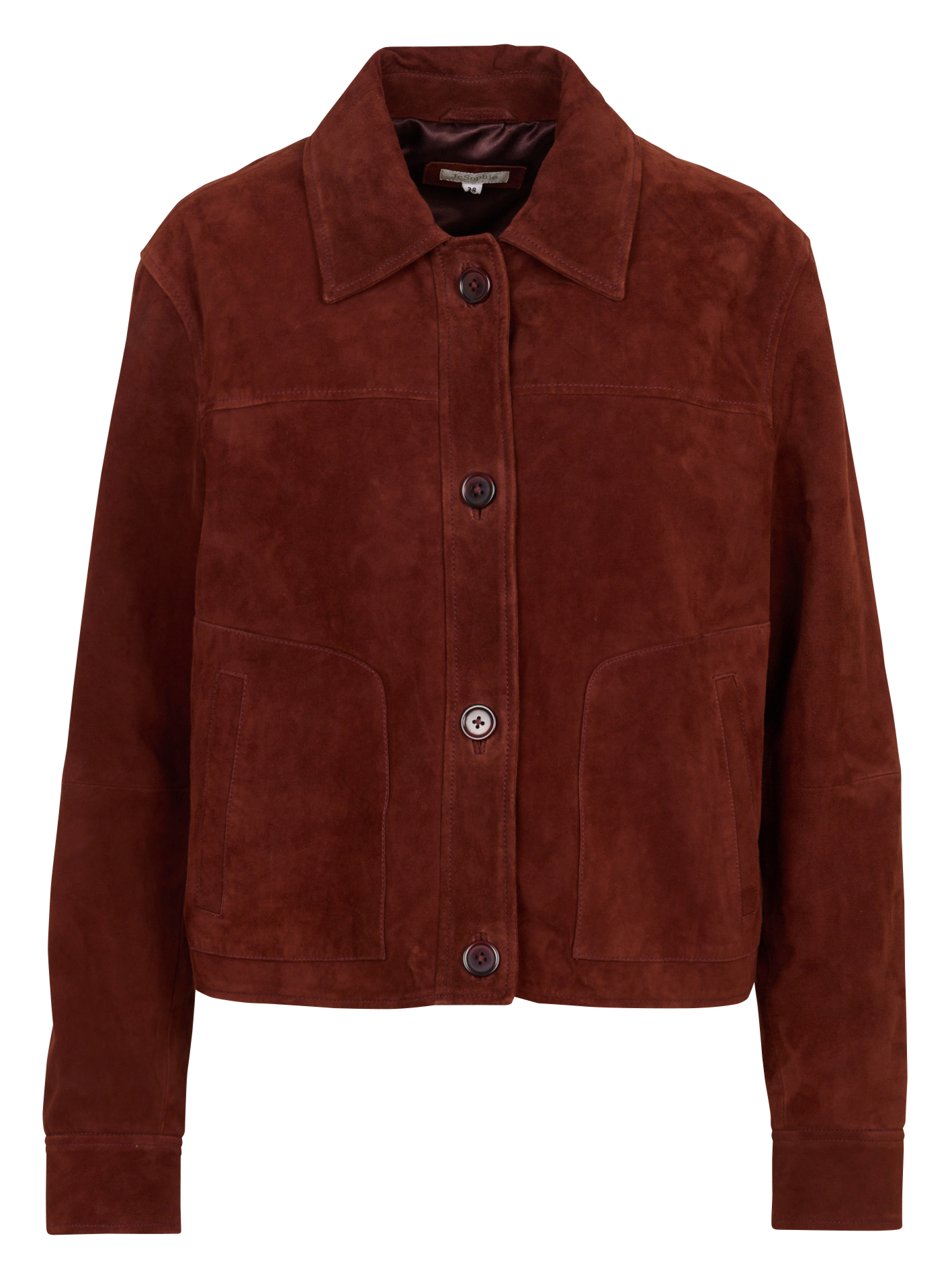 Oversized leather jacket with classic collar JC SOPHIE Brown