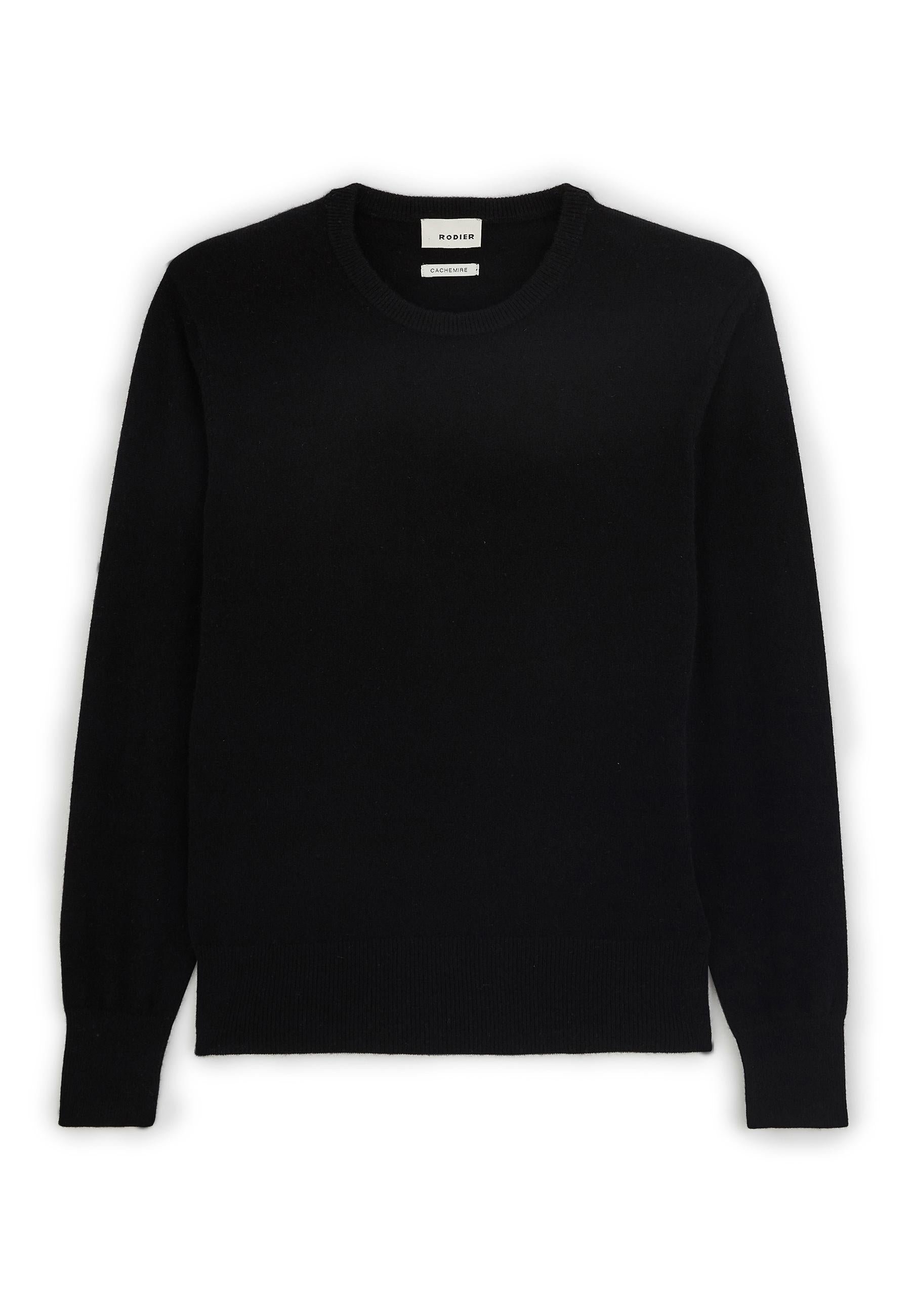 Men?s 2-thread cashmere round-neck sweater RODIER Black