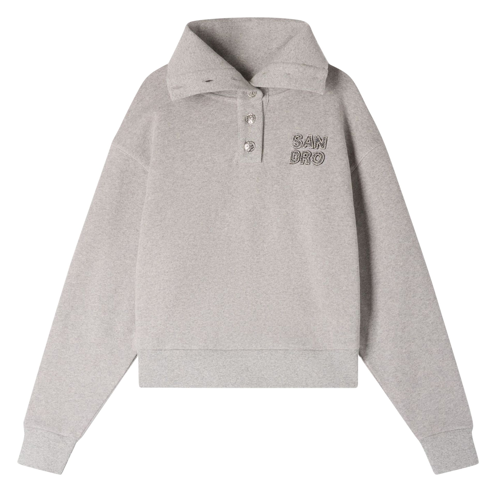 Sweat droit col montant en coton mélangé SANDRO Gris