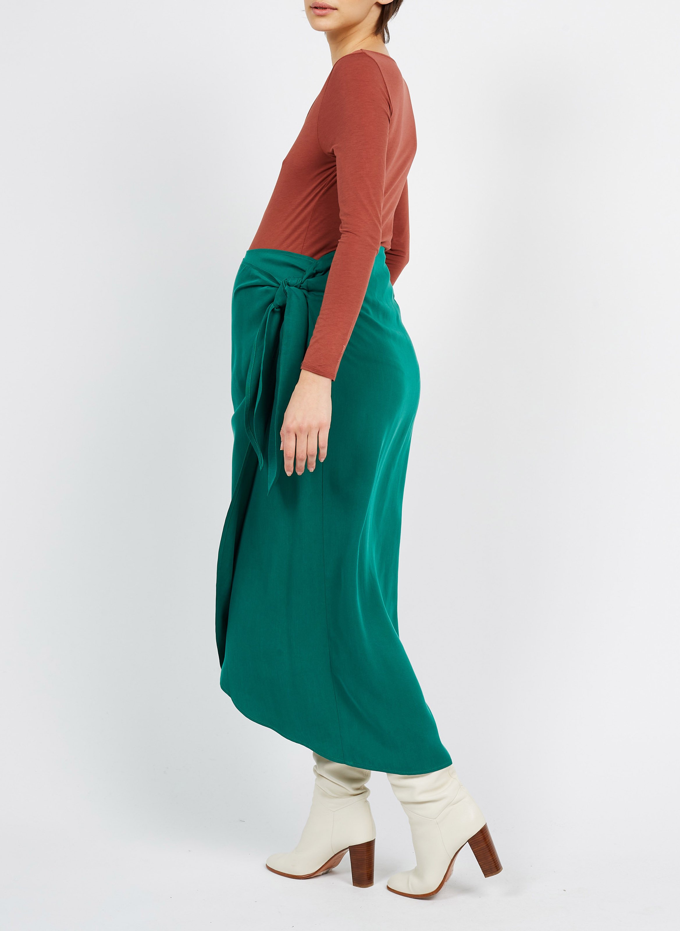 High-waisted maternity wrap skirt NAISSANCE PUBLIQUE Green