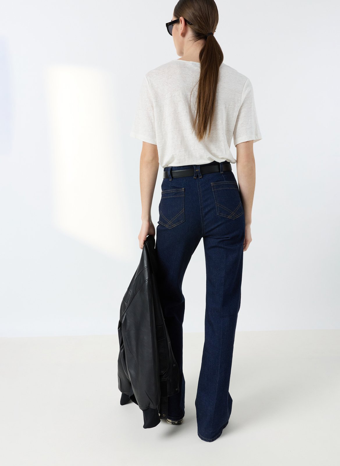 Leinen-T-Shirt mit V-Ausschnitt und Spitze GERARD DAREL Beige