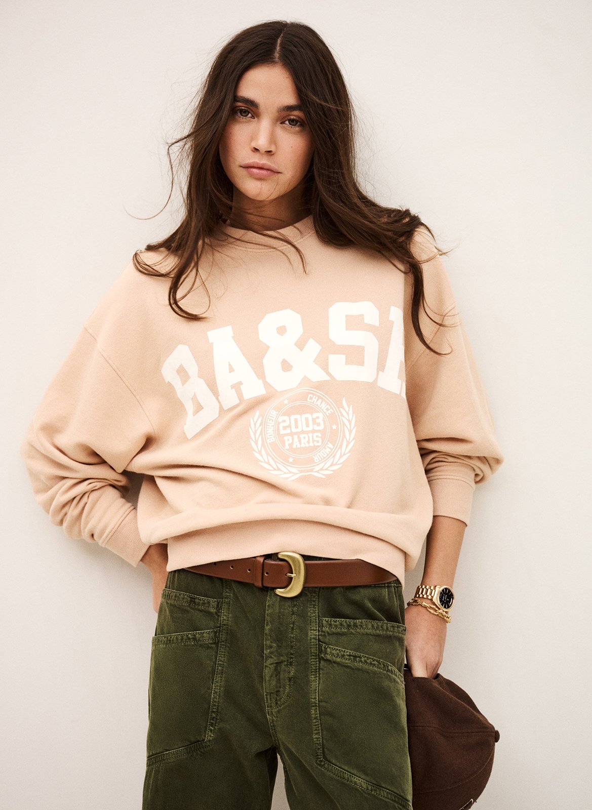 Loose-fit screen-printed cotton-blend sweatshirt BA&SH Pink
