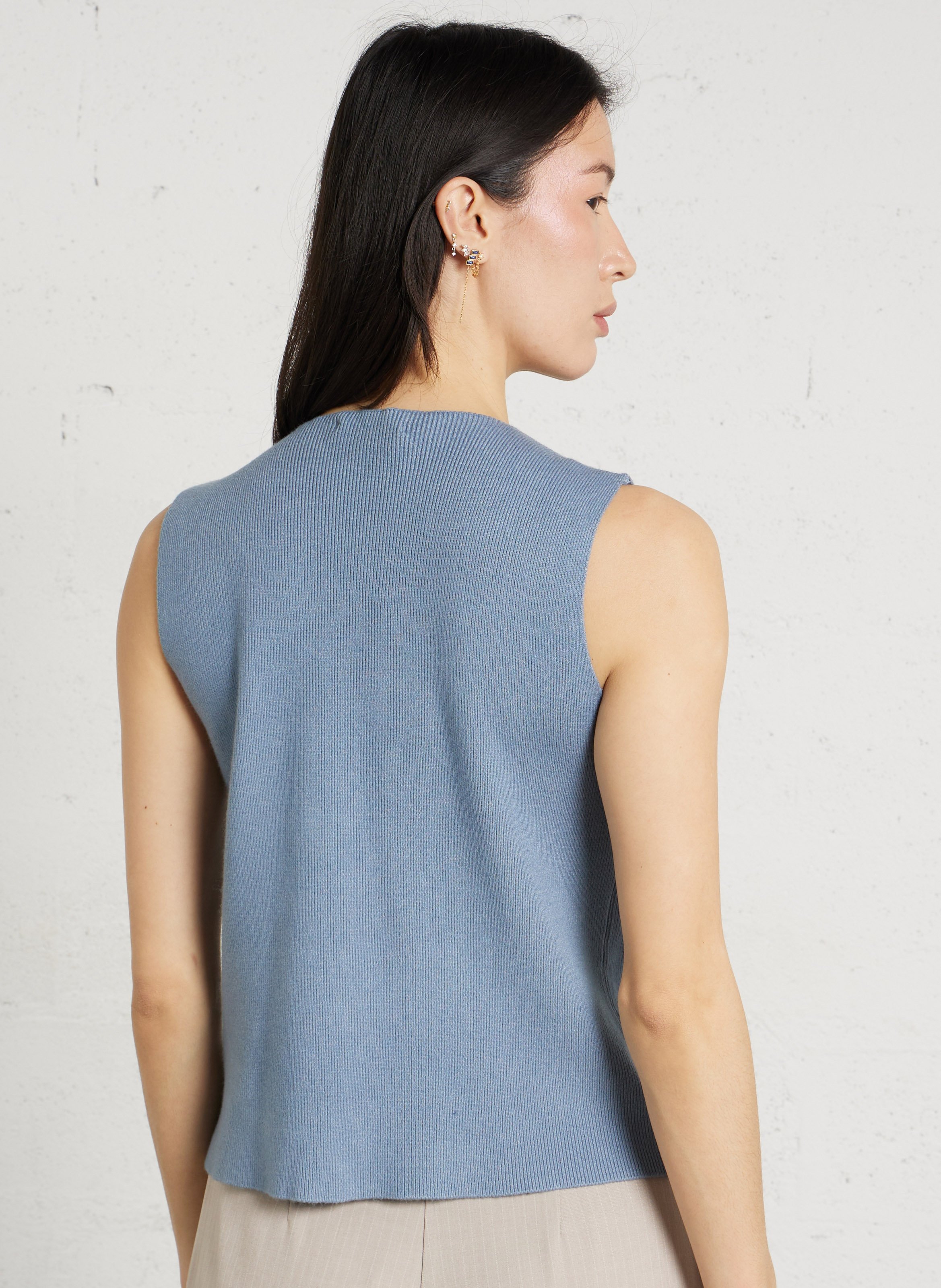 Gilet droit col V  PLEASE Bleu