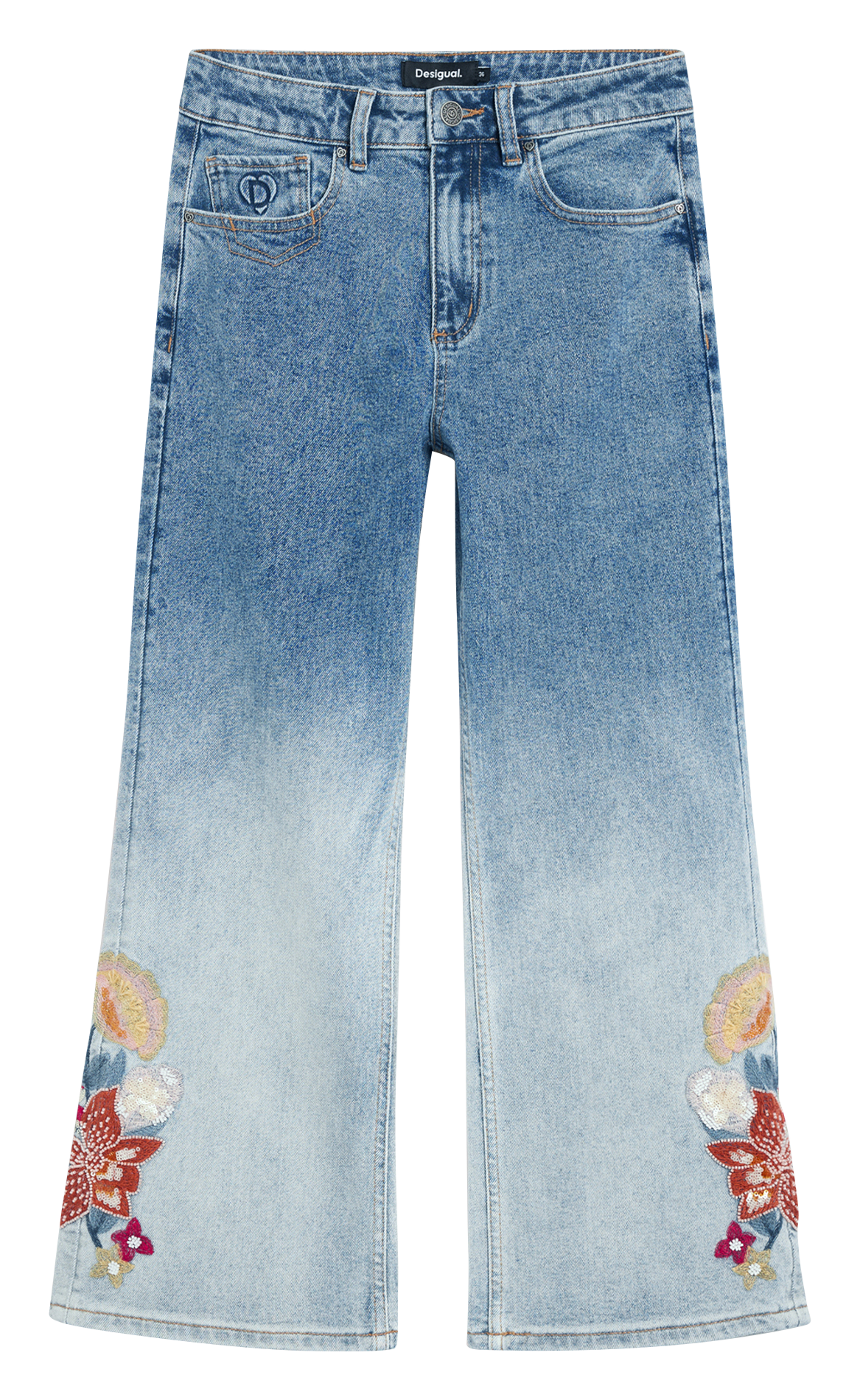 Wide-leg stonewash jeans DESIGUAL Blue