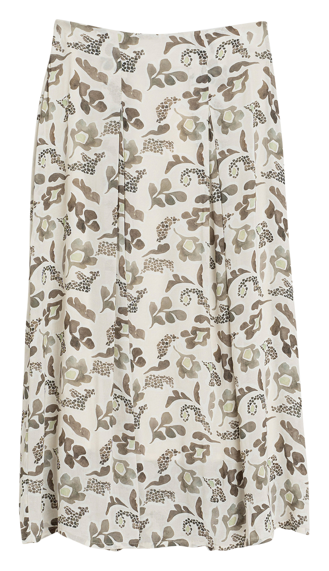 Uitlopende rok met hoge taille en print INDI & COLD Kaki