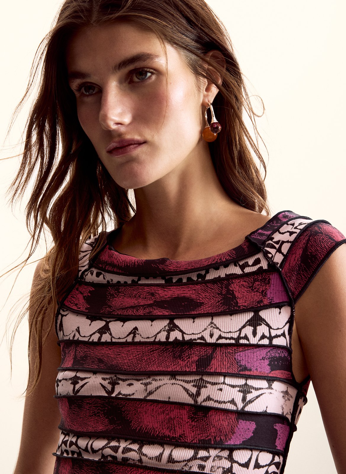 Aansluitende crop top in bedrukte gemengde katoen DESIGUAL Rood