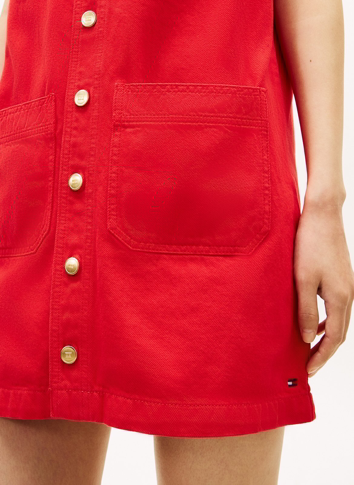 Baumwoll-Kurzkleid mit Rundhalsausschnitt TOMMY HILFIGER Orange