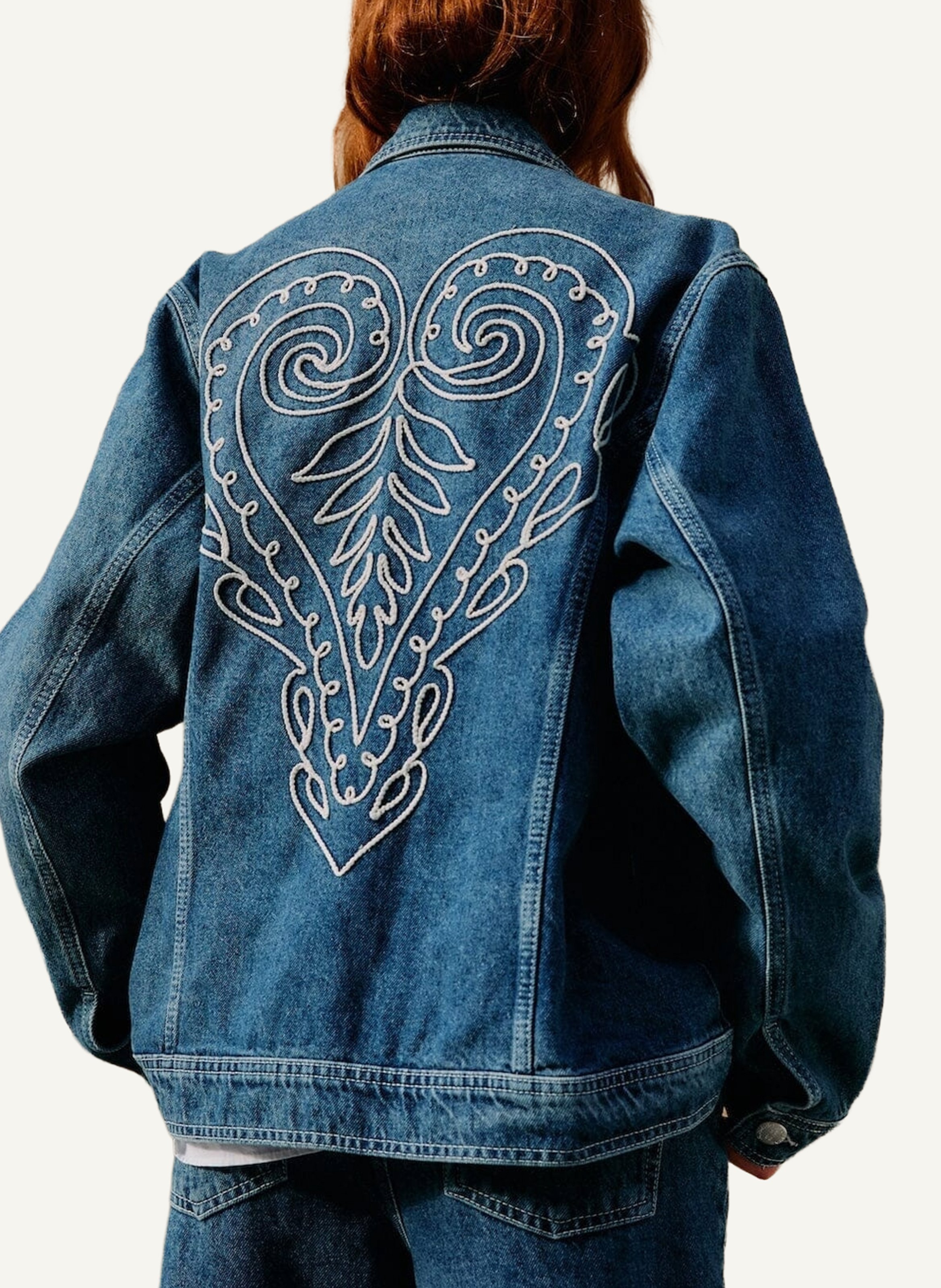 Straight-cut cotton denim jacket FARM RIO Blue