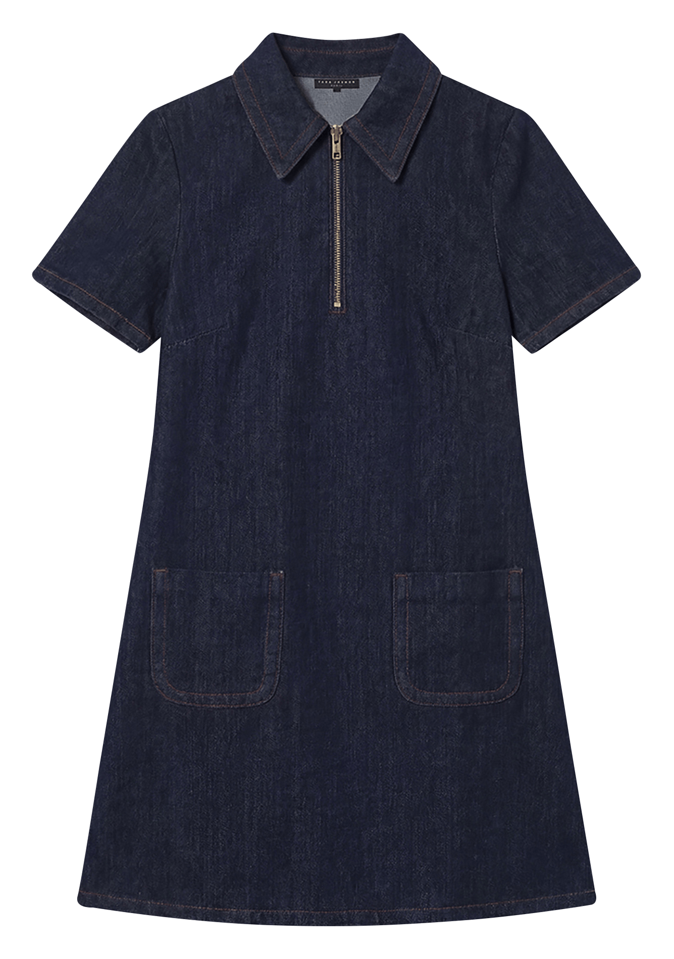 Short dress with classic collar in raw denim TARA JARMON Blue