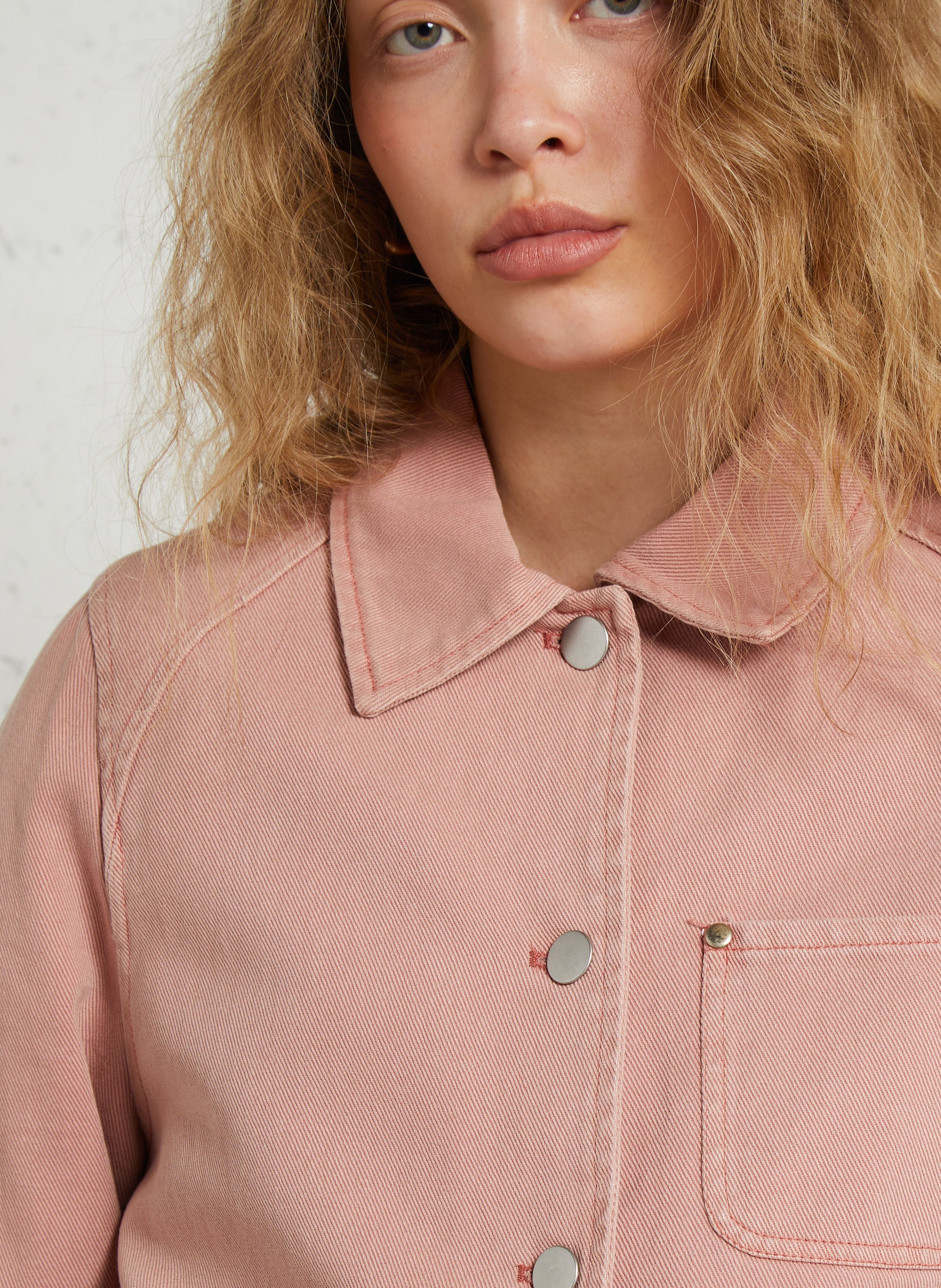 Denim jacket with classic collar SUD EXPRESS Pink