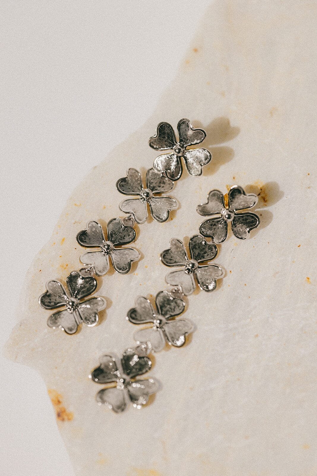 Dangling clover gold-plated stud earrings MONSIEUR SIMONE Silver