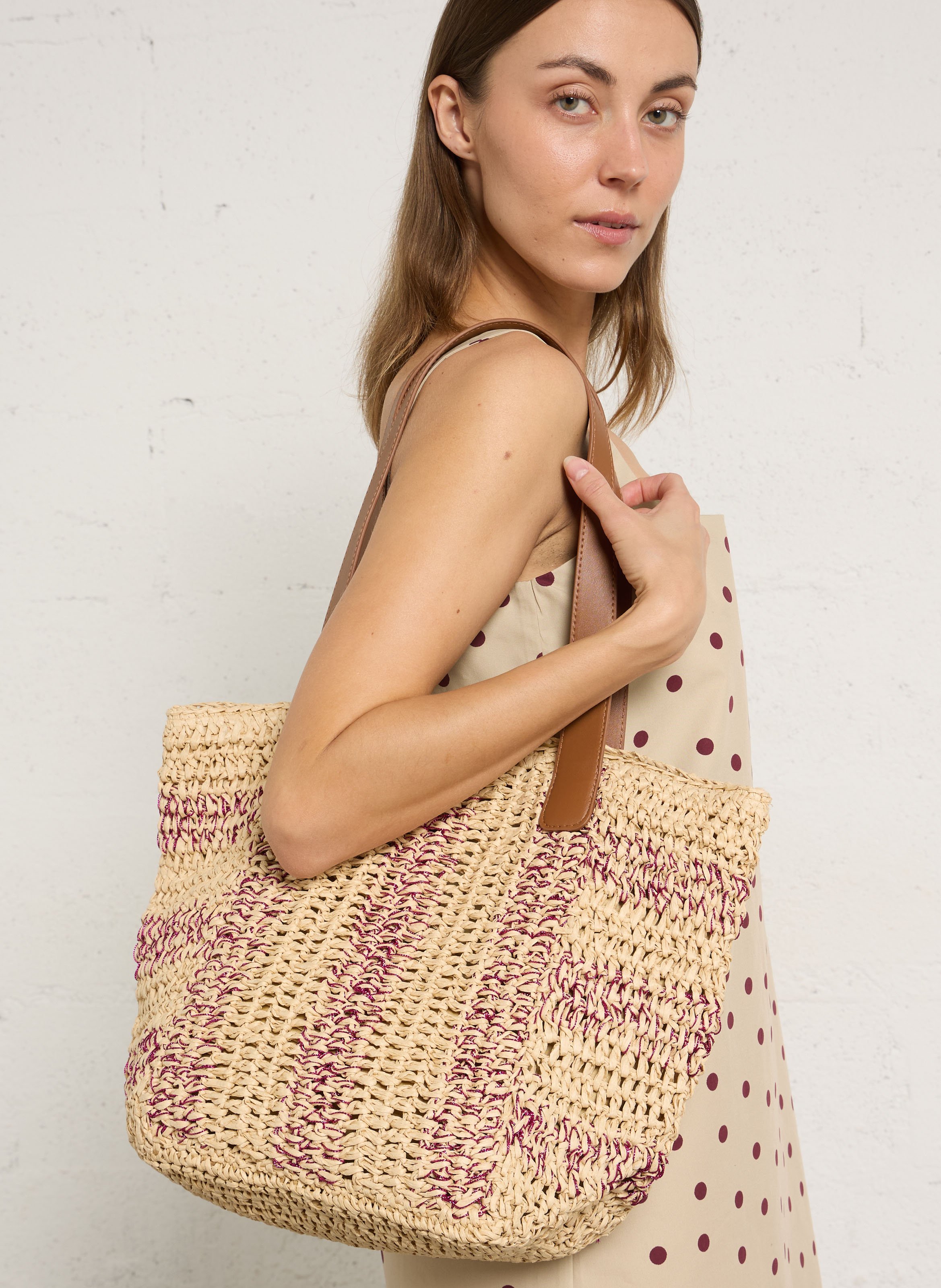 Panier tressé AU PRINTEMPS PARIS Rose