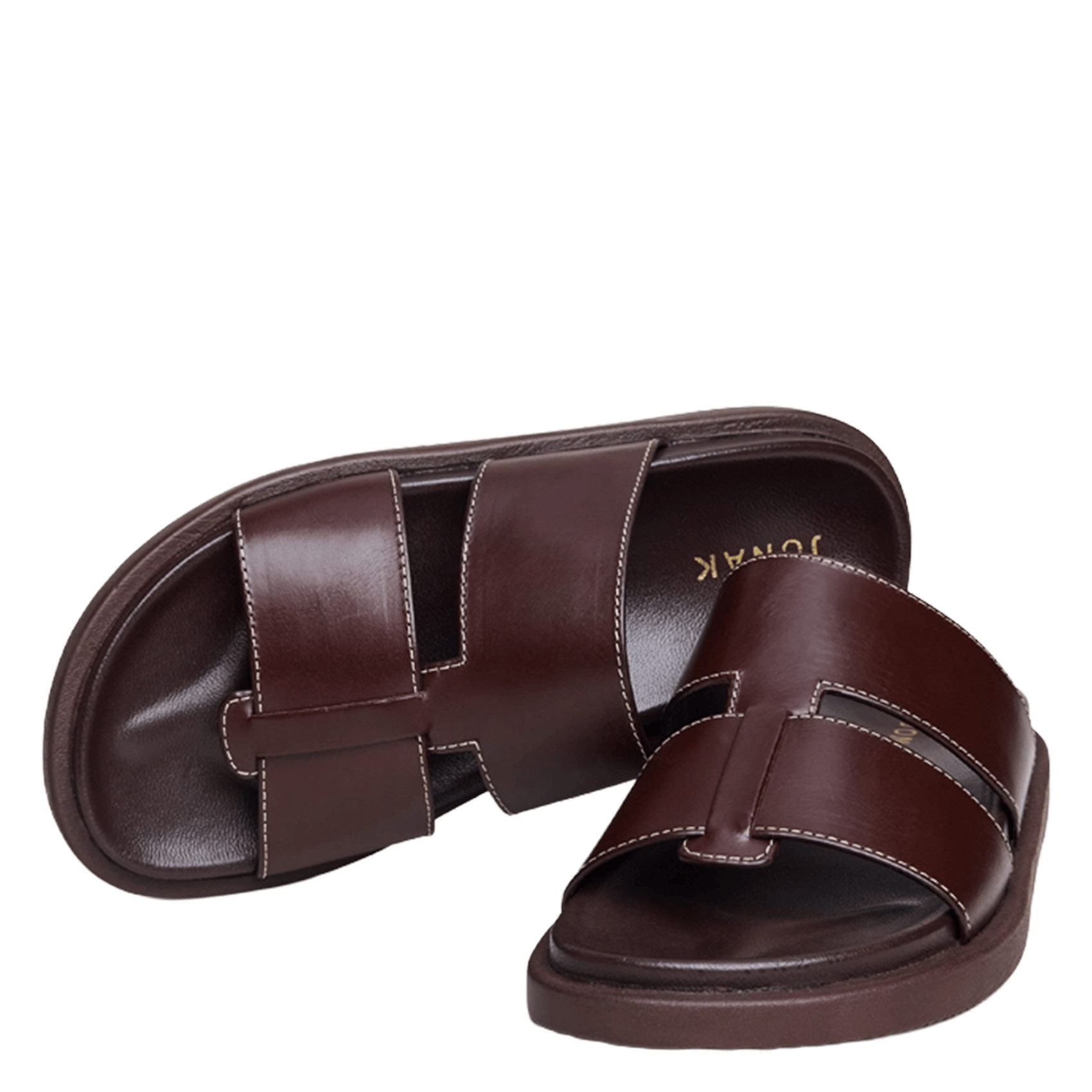 Mules compensées en cuir JONAK Marron