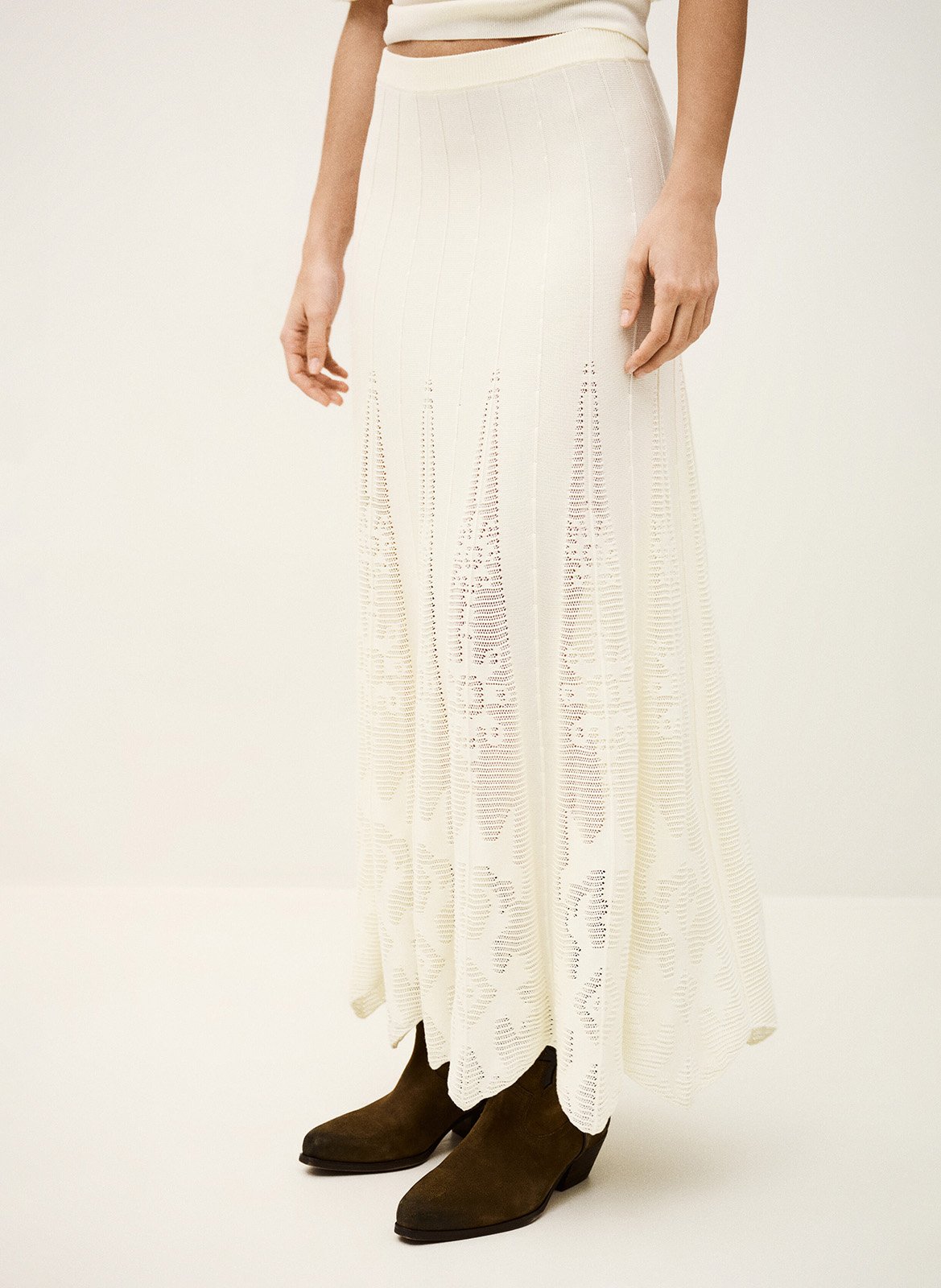 Jupe longue évasée à détails ajourés BA&SH