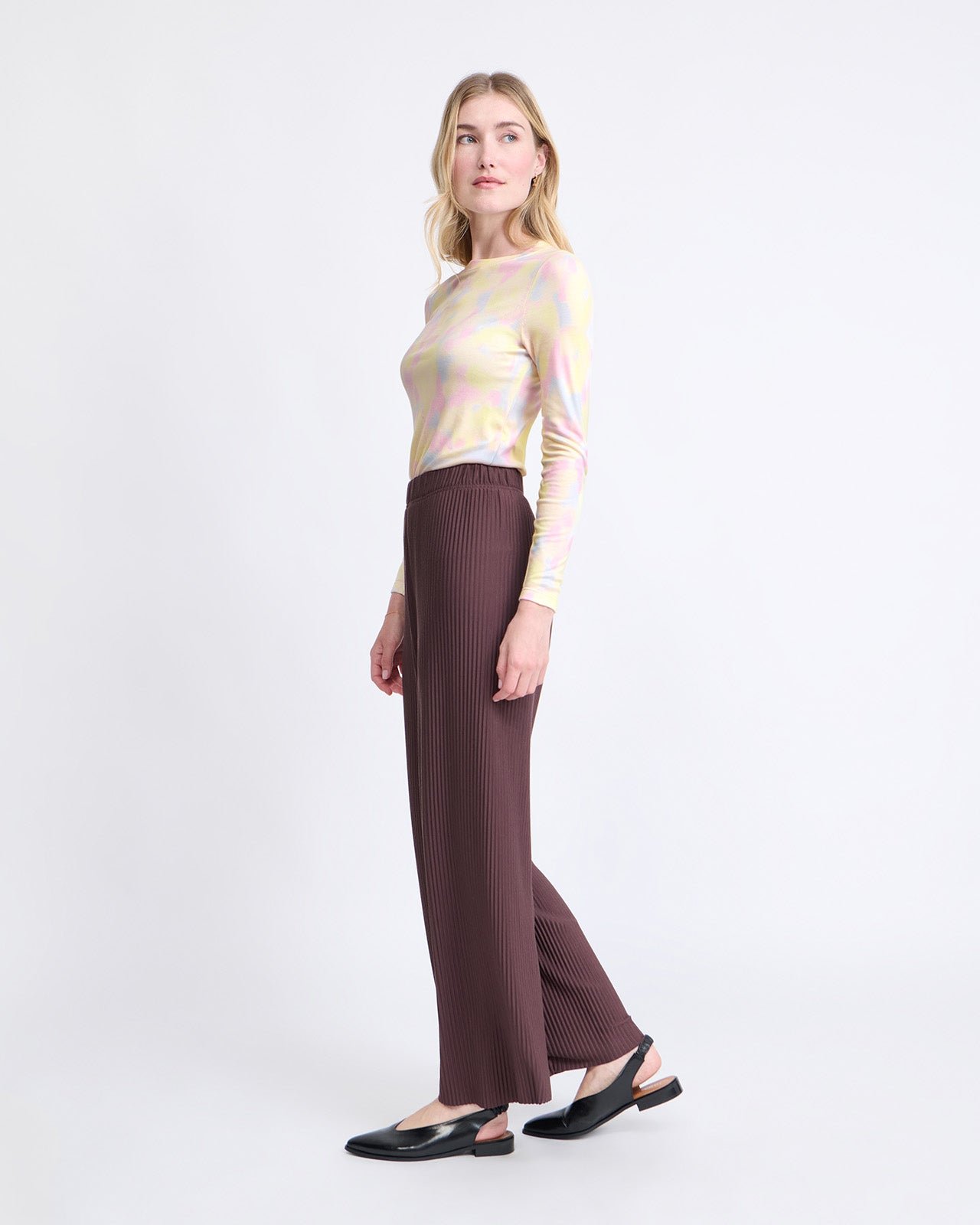 Pantalon large plissé EMOI EMOI Marron