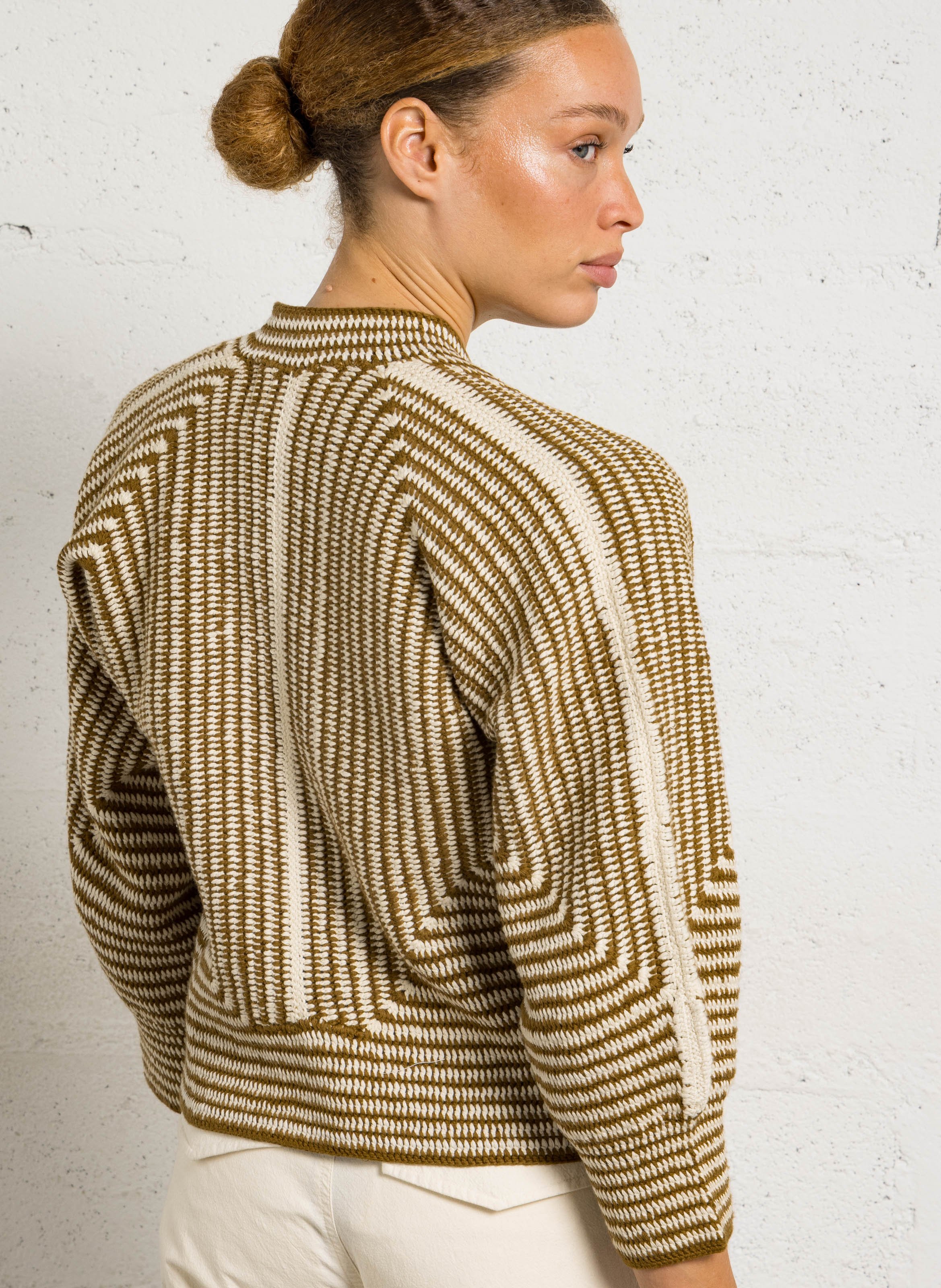 Cardigan ajusté en coton LEON & HARPER Marron