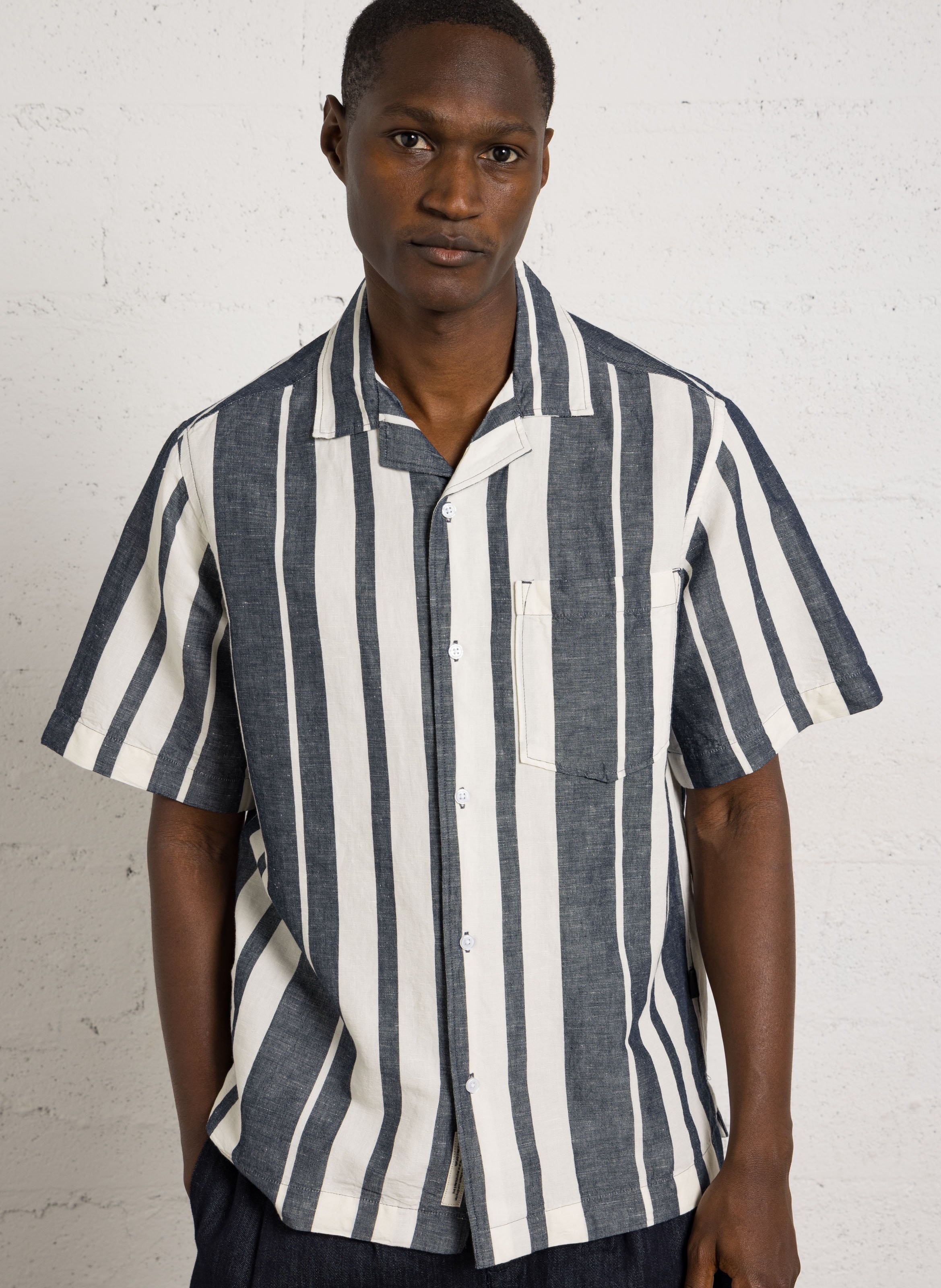 Chemise droite rayée en lin mélangé MINIMUM