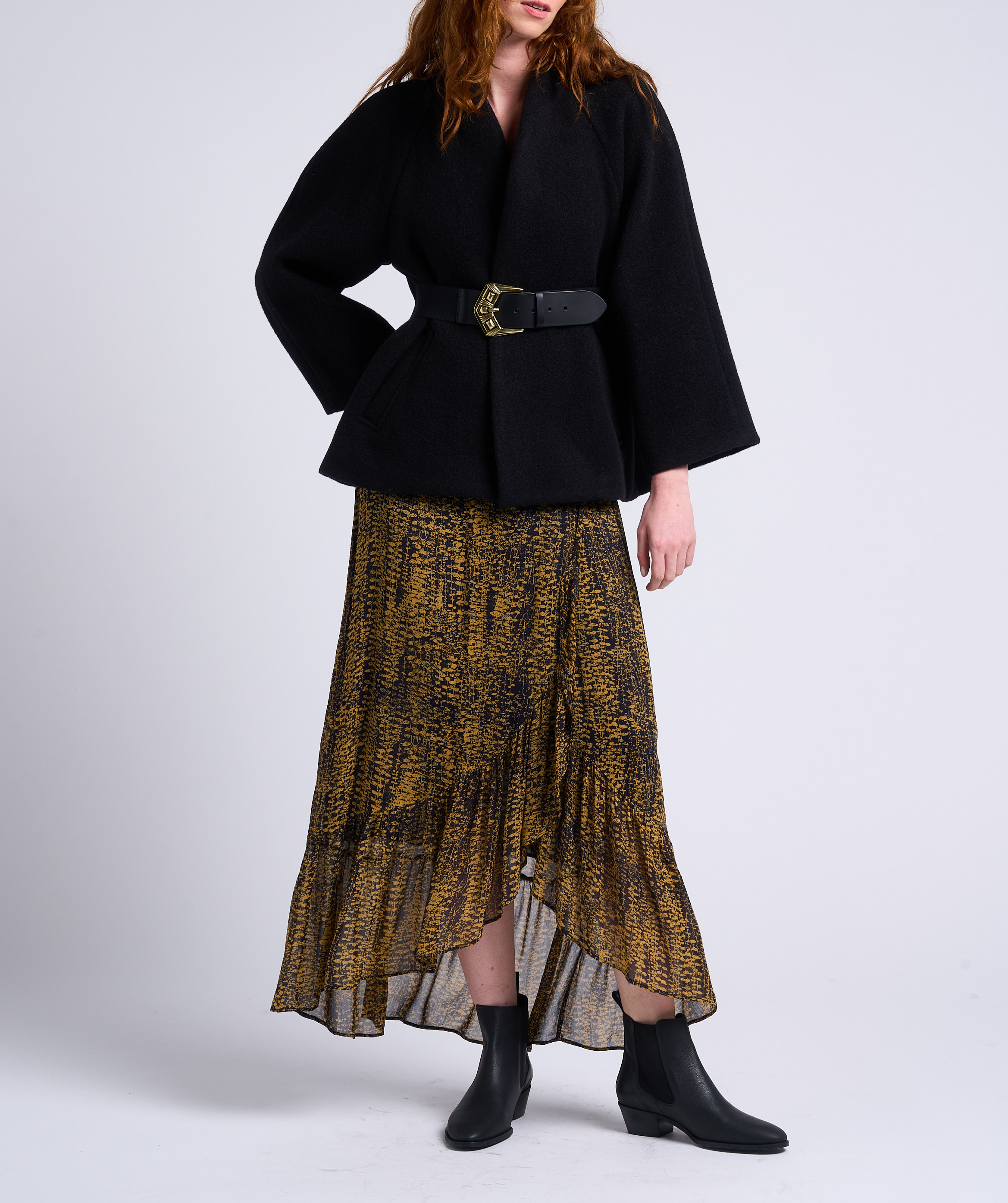 Cape droite col châle en laine BA&SH Noir