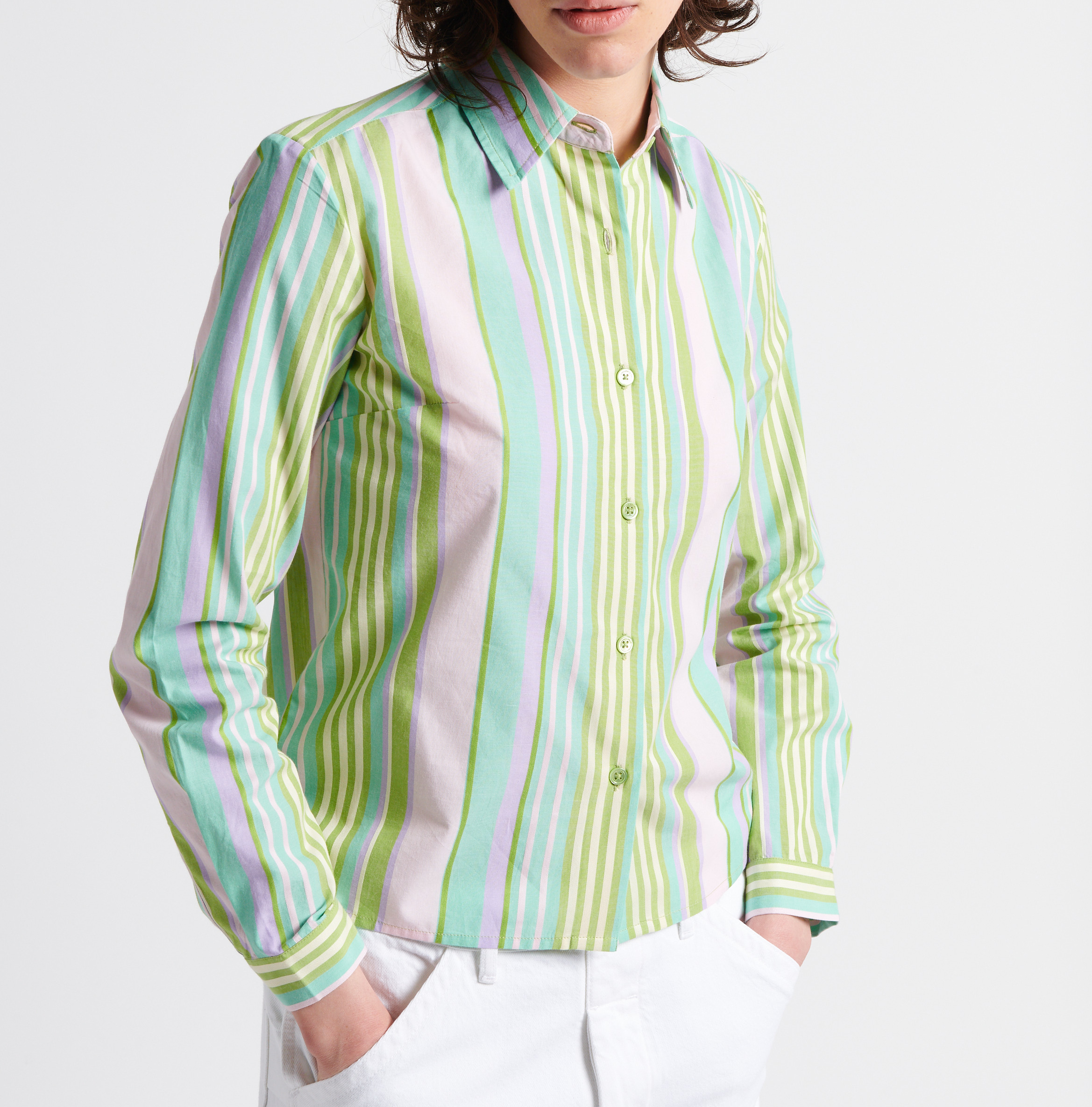 Camisa de algodón a rayas con cuello clásico LAURENCE BRAS Azul