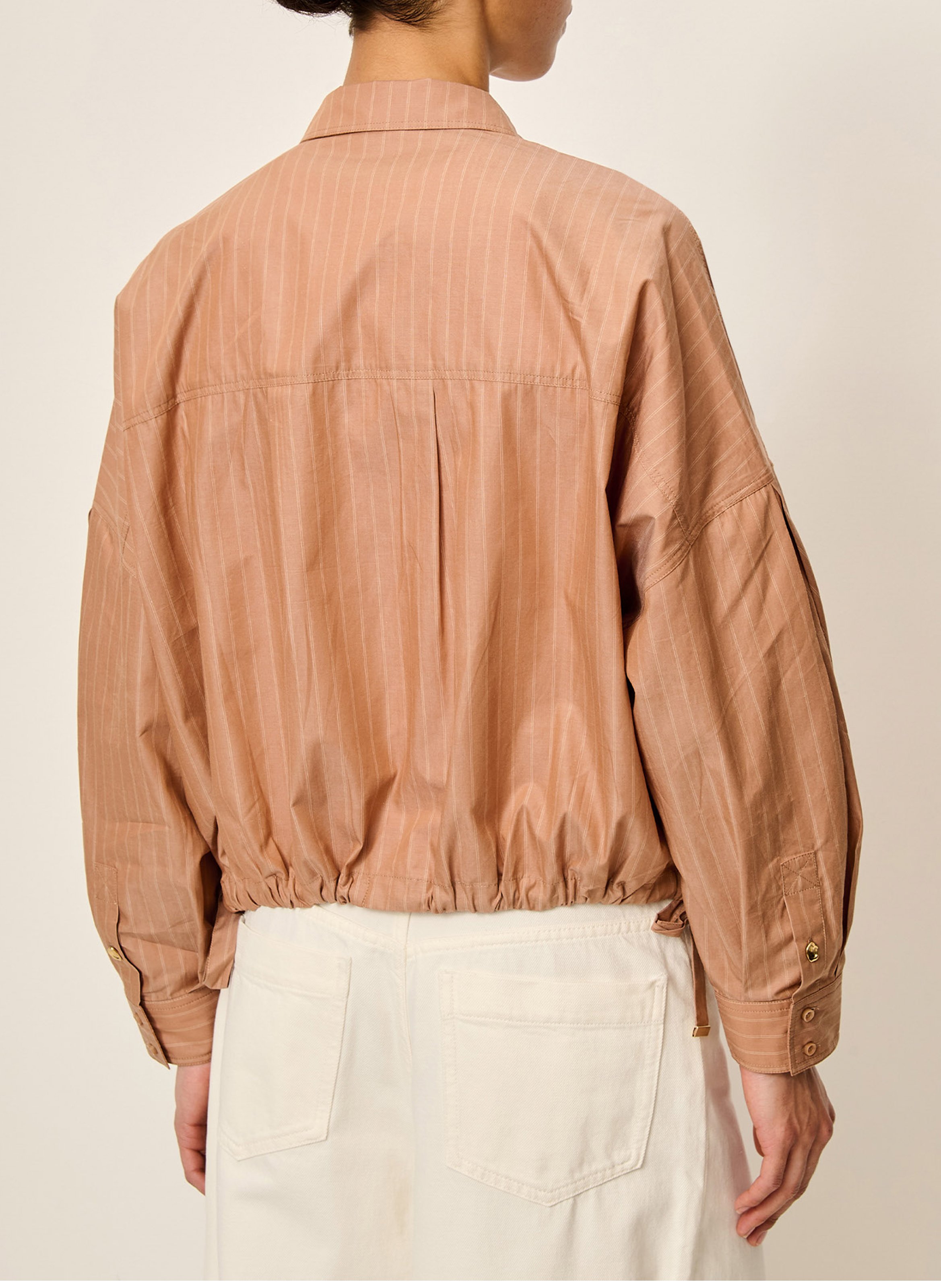 Bluse aus Baumwoll-Mix mit klassischem Kragen SESSUN Beige