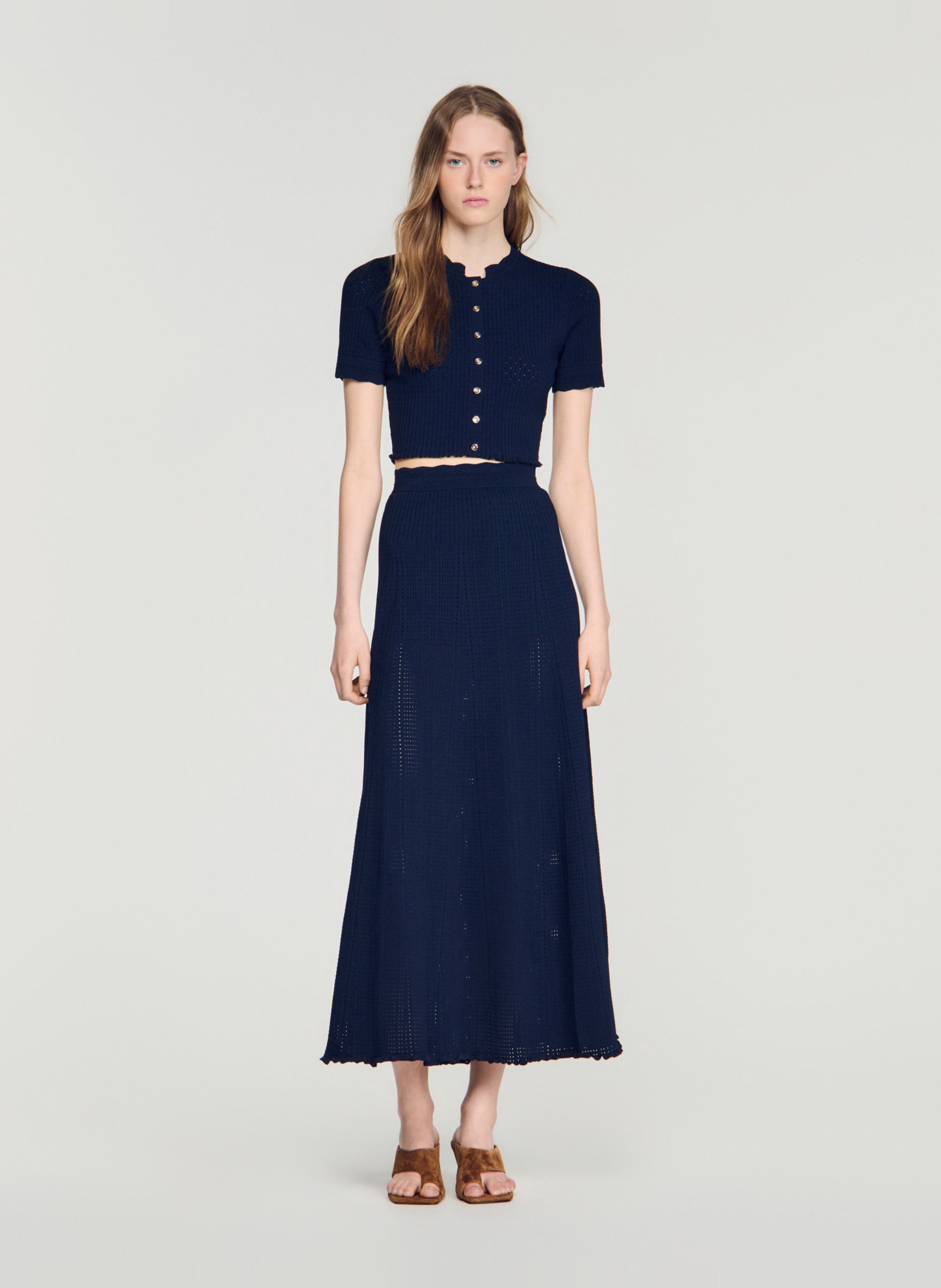 Halflange, gerende rok SANDRO Blauw