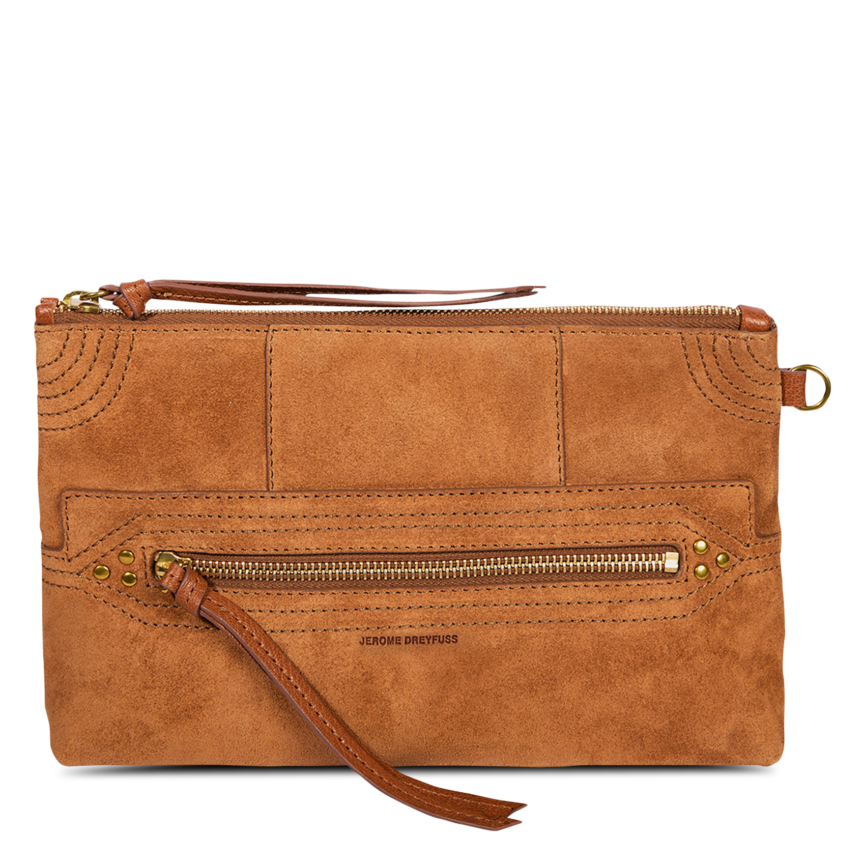 Suede clutch bag JEROME DREYFUSS Brown
