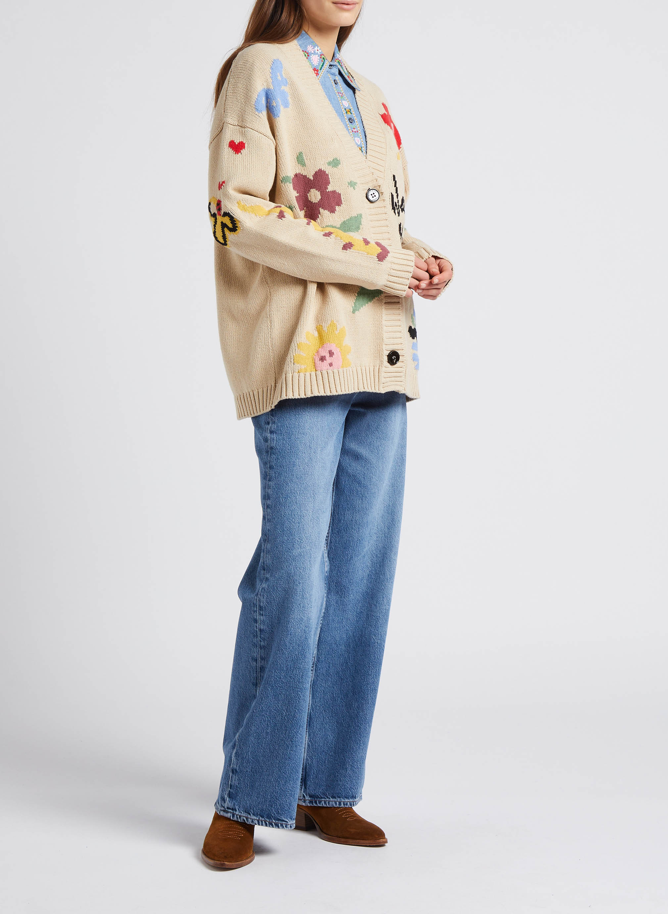 Jean ample droit taille haute en coton bio  SAMSOE SAMSOE Bleu