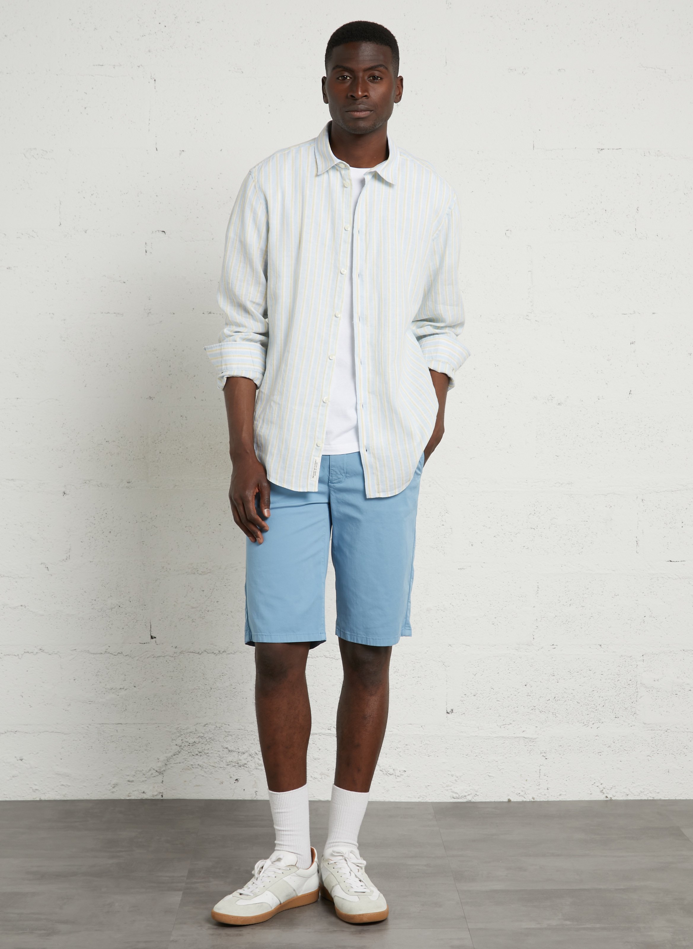 Linen-blend shirt with classic collar CASUAL FRIDAY Blue