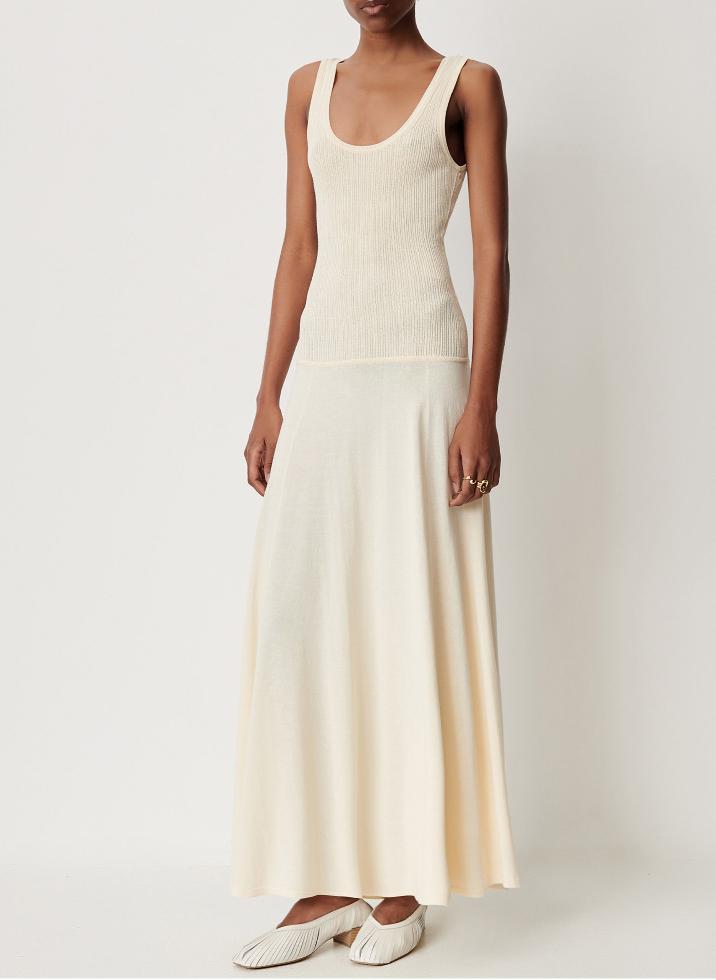 Long tank top two-tone dress SESSUN Beige