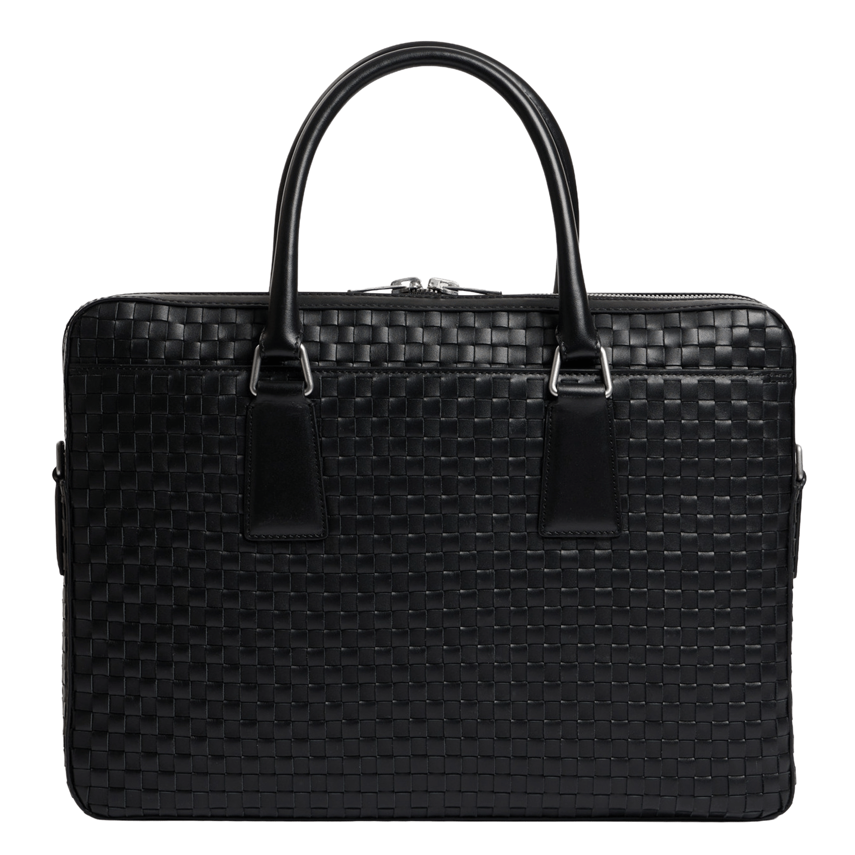 Sac ordinateur classique tressé en cuir SANDRO Zwart