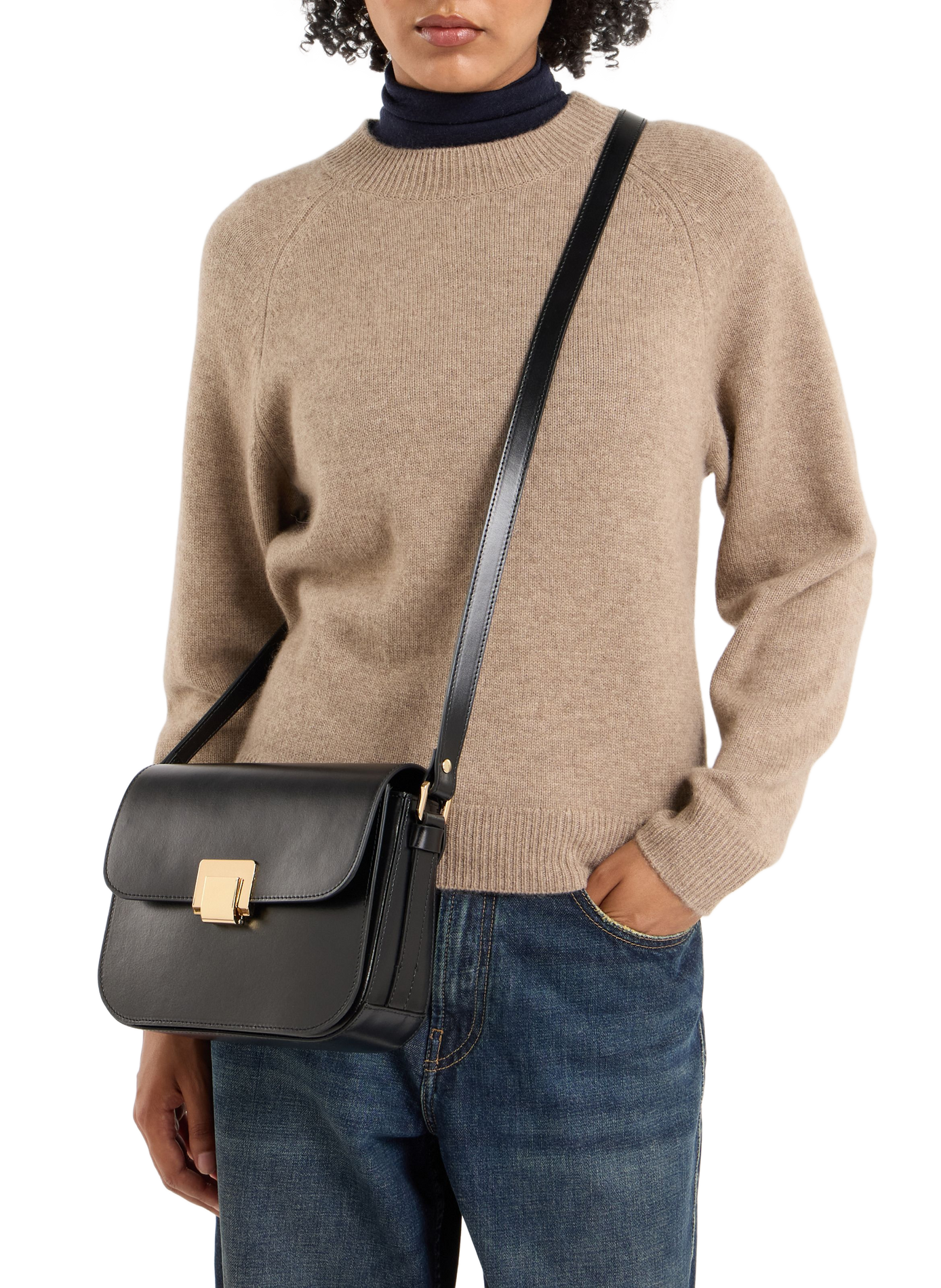 Flora leather shoulder bag SAISON 1865 Black