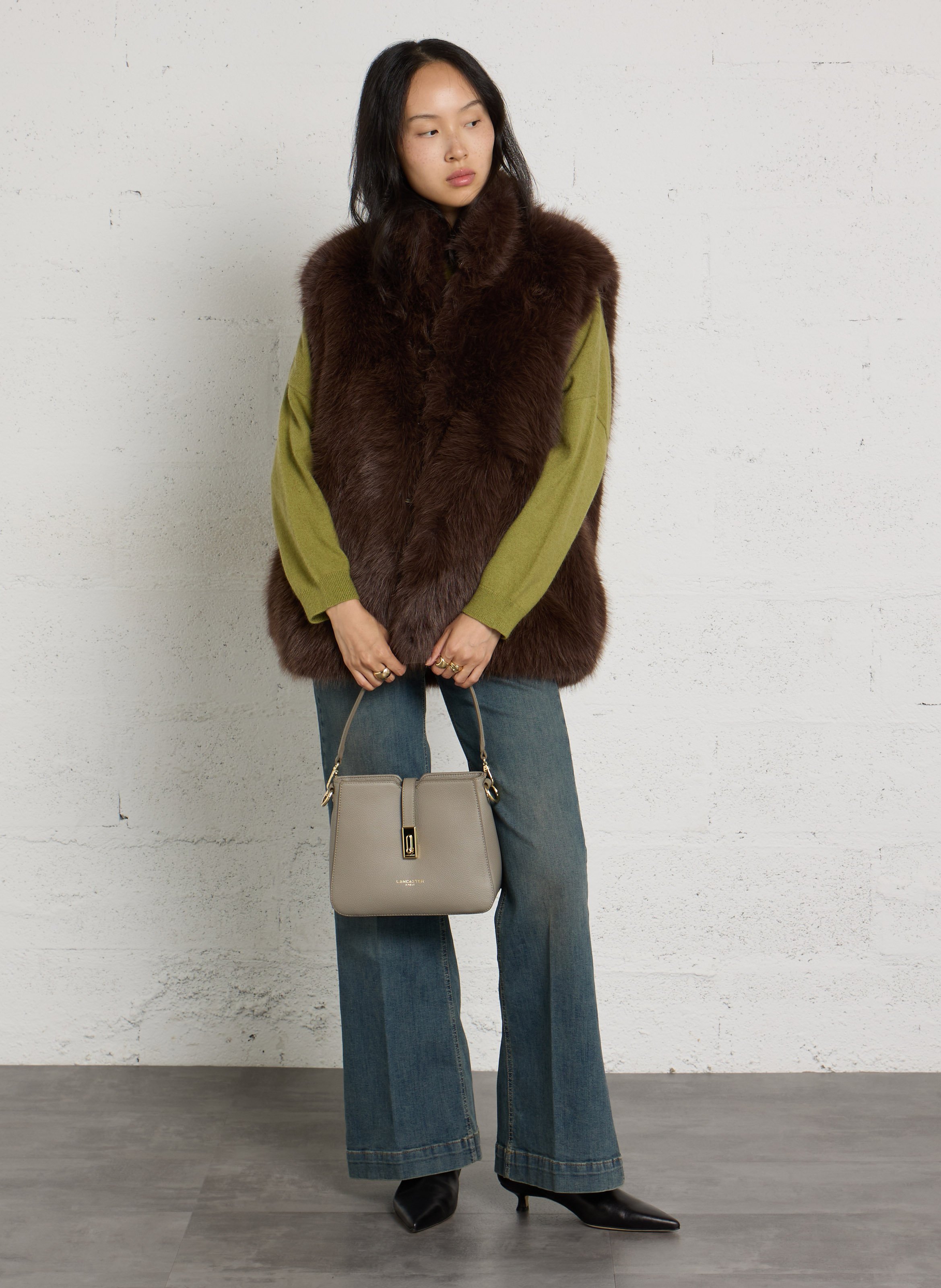 Sleeveless faux fur vest LIU JO Brown