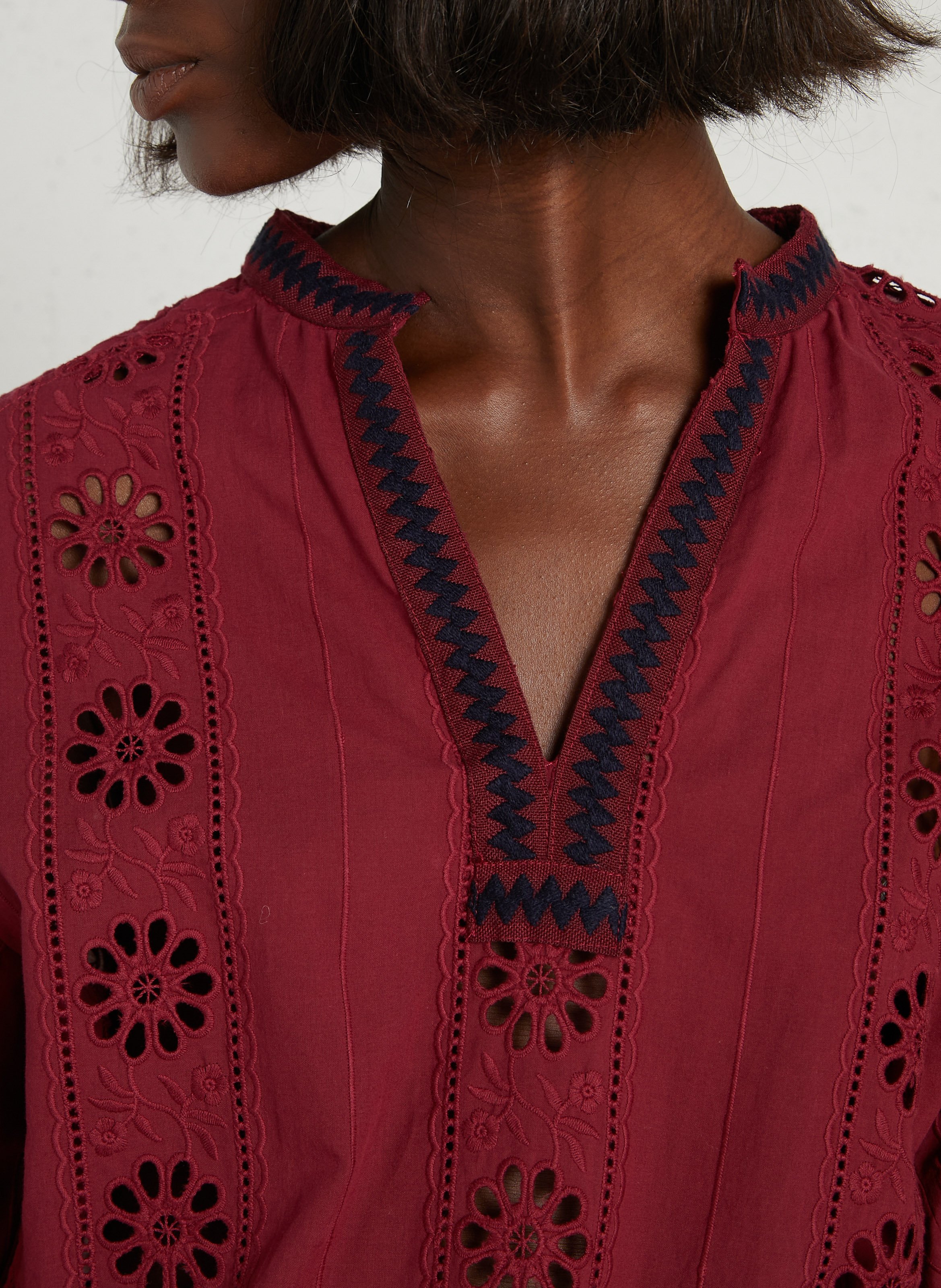 Henley-Bluse aus Baumwolle THE KORNER Rot