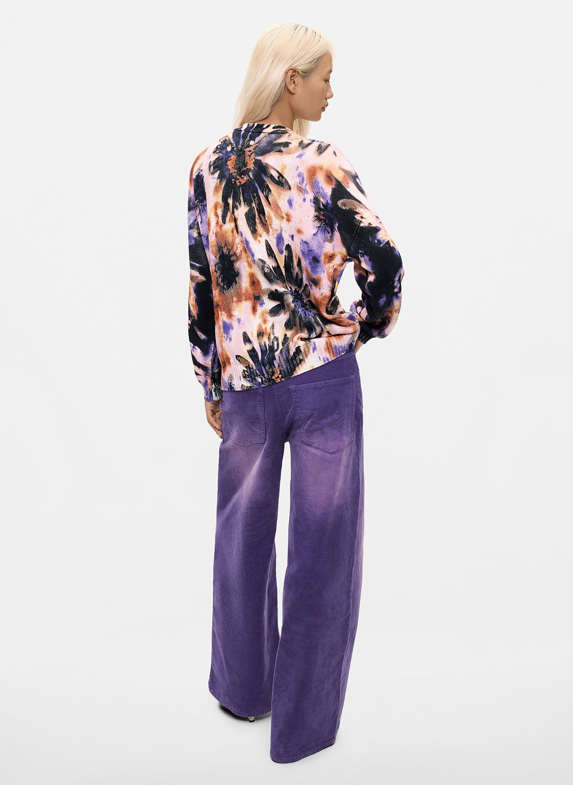 Weiter Pullover mit V-Ausschnitt und Muster DESIGUAL Rot