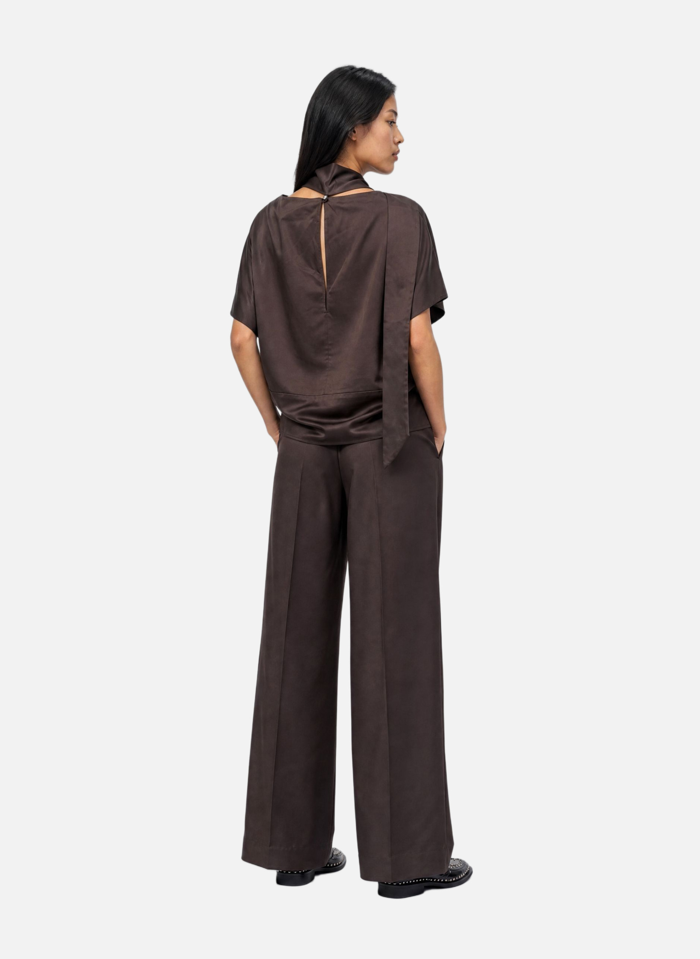 Top with brown satin lavallière THE KOOPLES Brown
