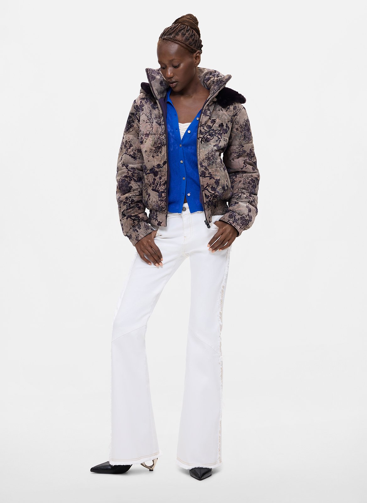 High-neck coat with hood DESIGUAL Black