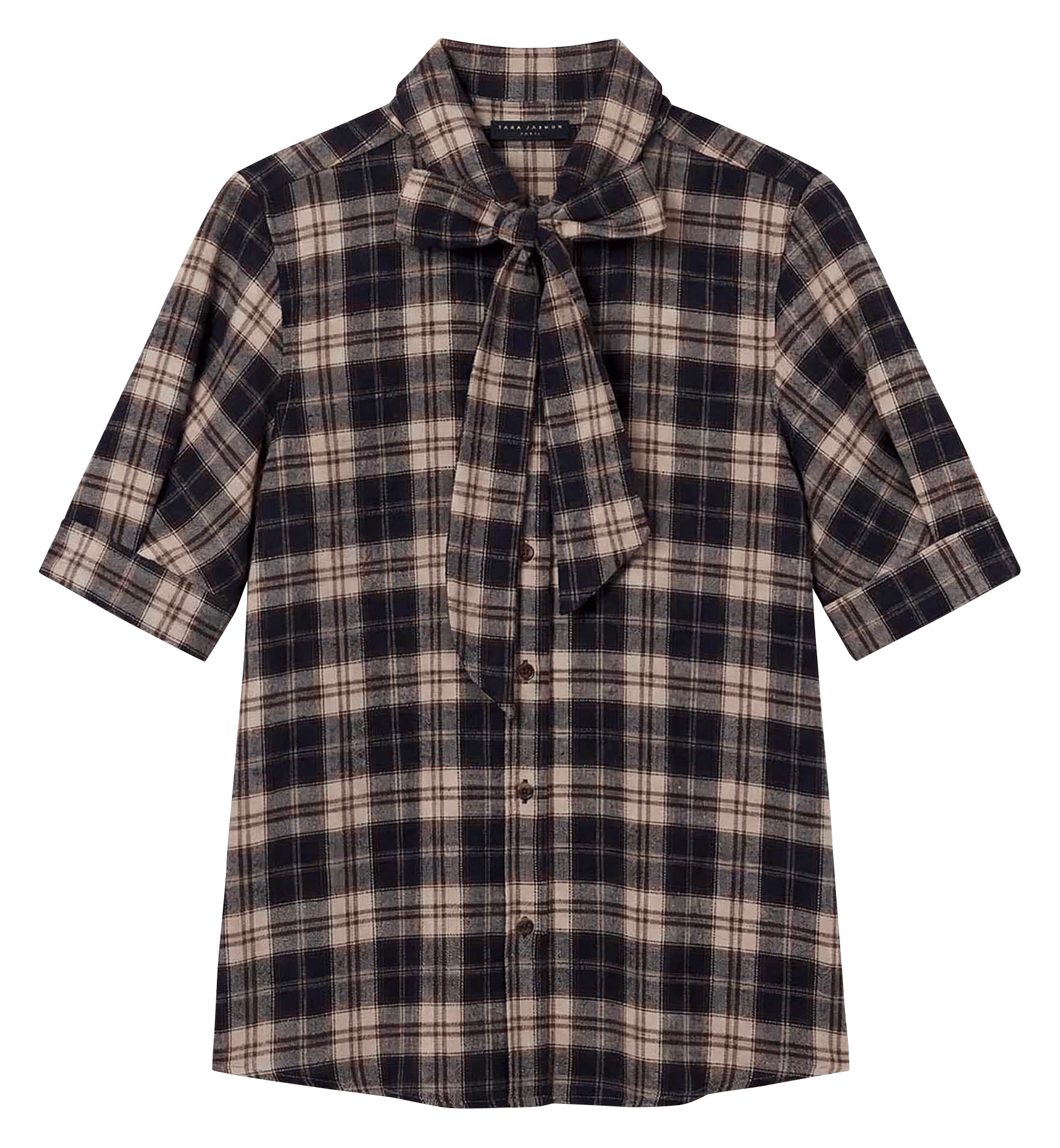 Straight-fit checked shirt in a cotton blend TARA JARMON Brown