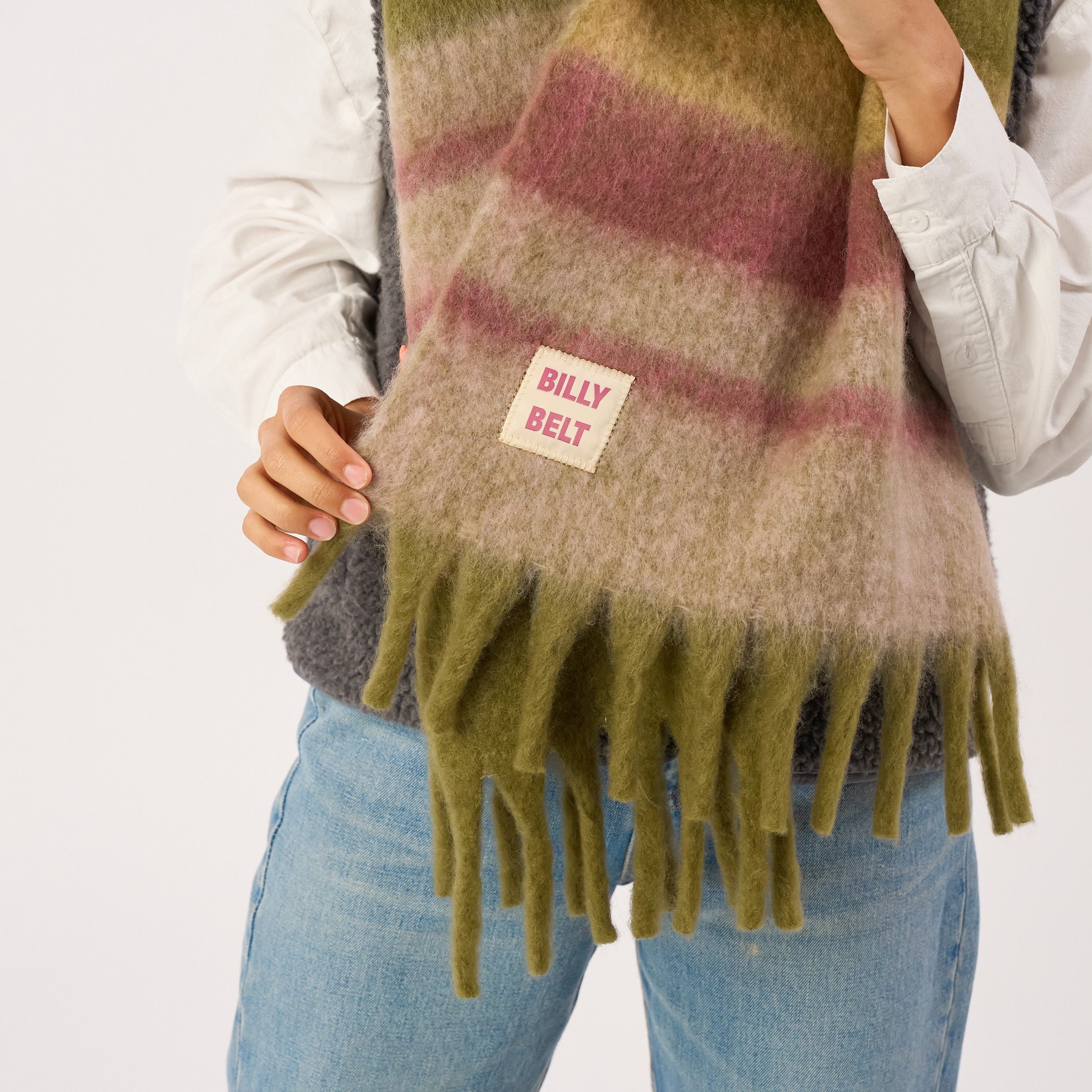Wide wool scarf BILLYBELT Khaki