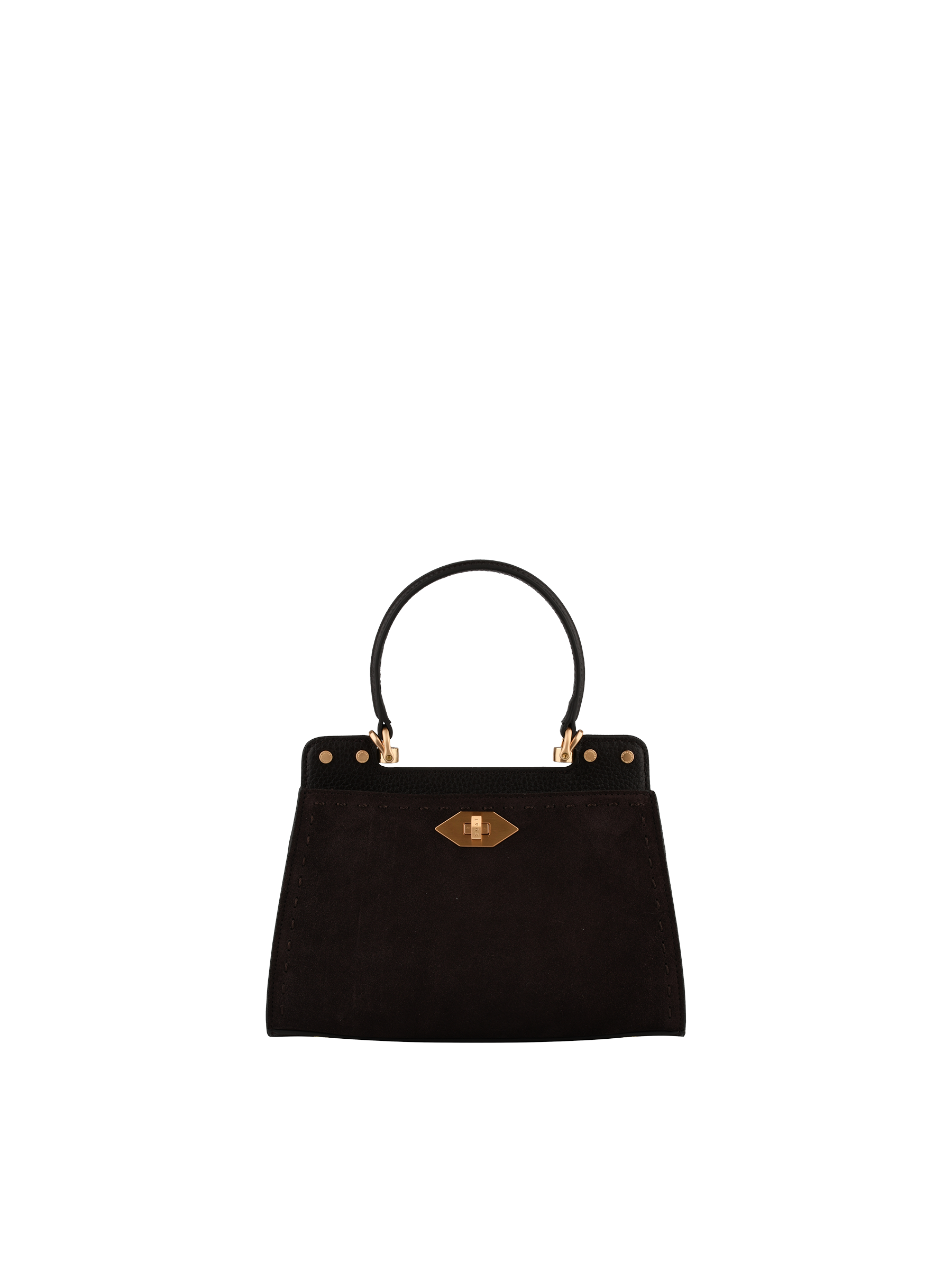 Cowhide leather handbag with a suede-effect finish POURCHET