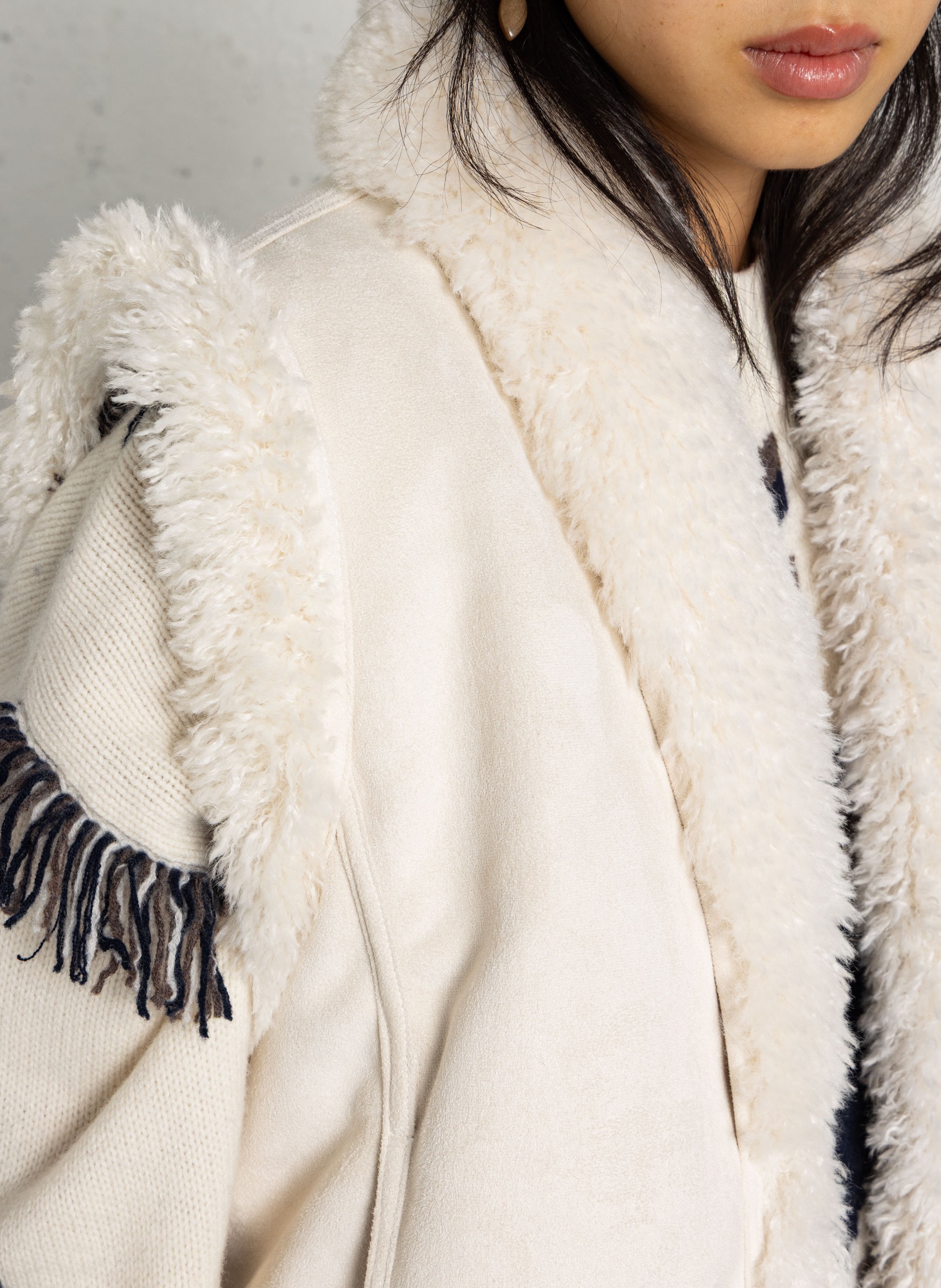 Sleeveless faux fur-effect coat SUD EXPRESS White